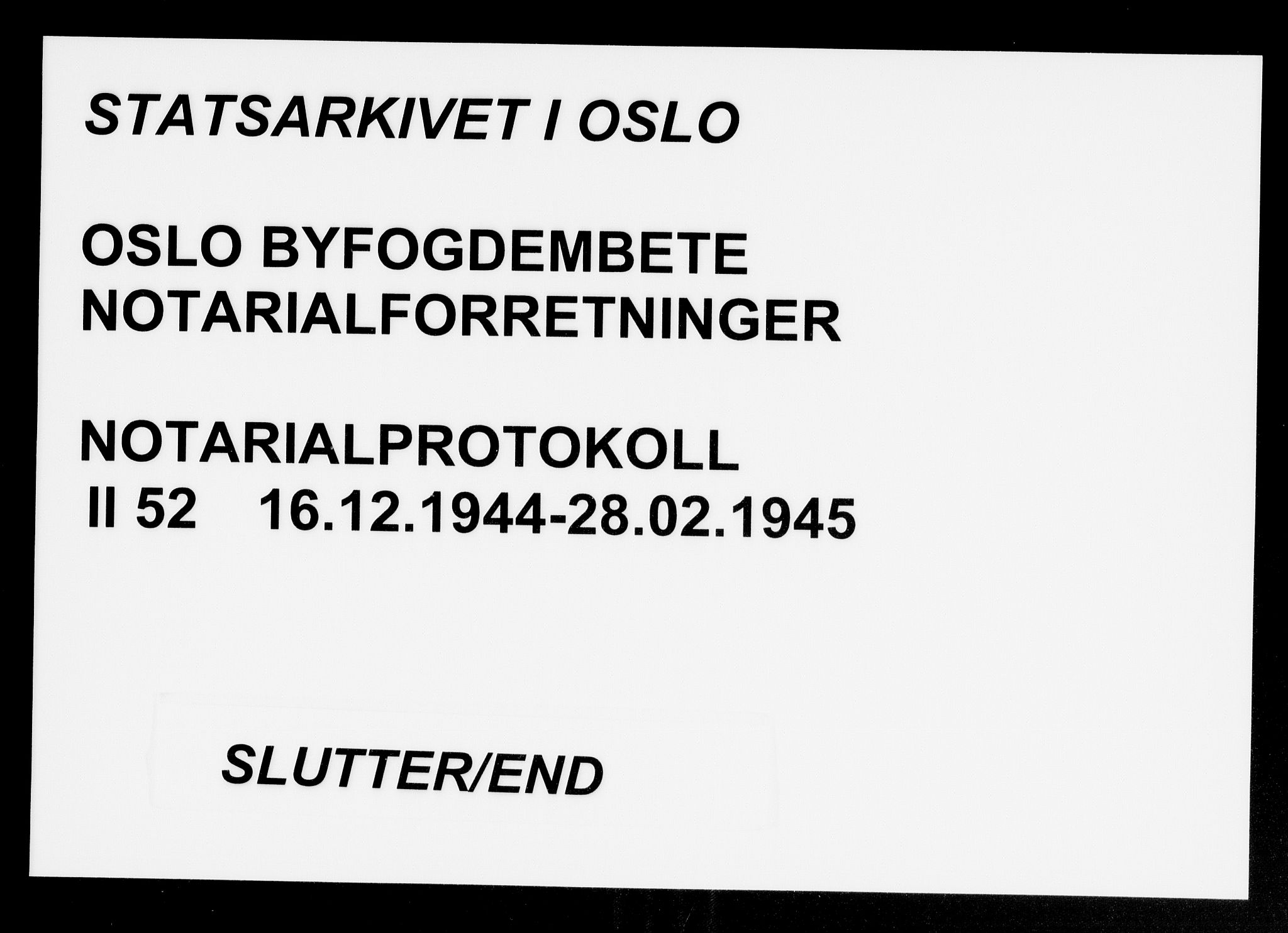 Oslo byfogd avd. I, SAO/A-10220/L/Lb/Lbb/L0052: Notarialprotokoll, rekke II: Vigsler, 1944-1945