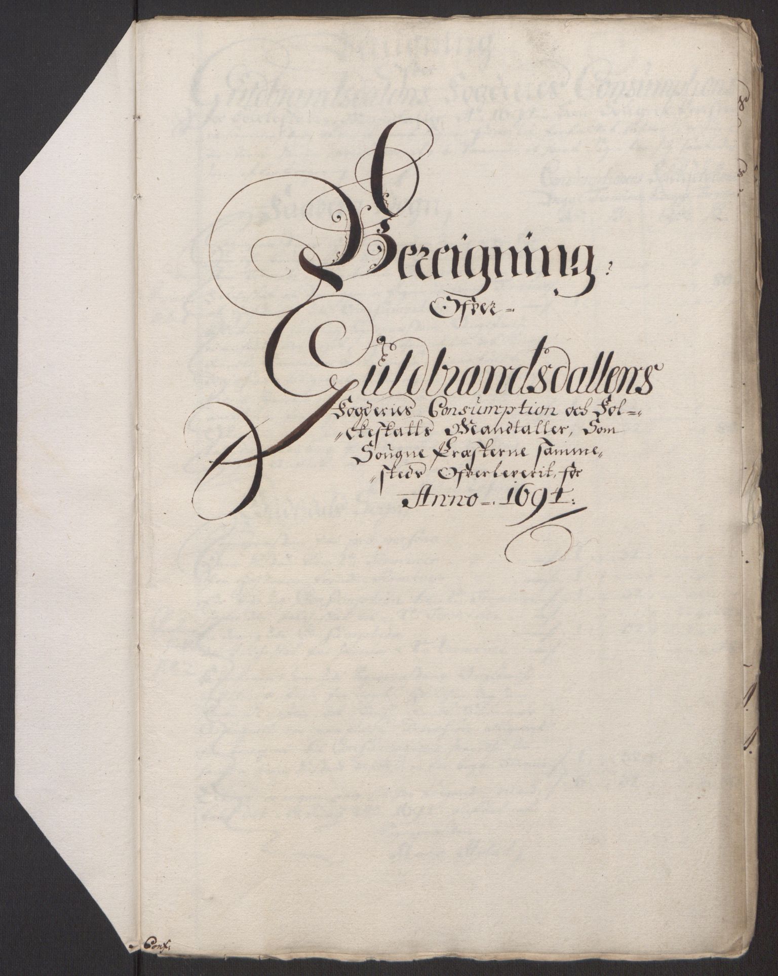 Rentekammeret inntil 1814, Reviderte regnskaper, Fogderegnskap, RA/EA-4092/R17/L1168: Fogderegnskap Gudbrandsdal, 1694, p. 339