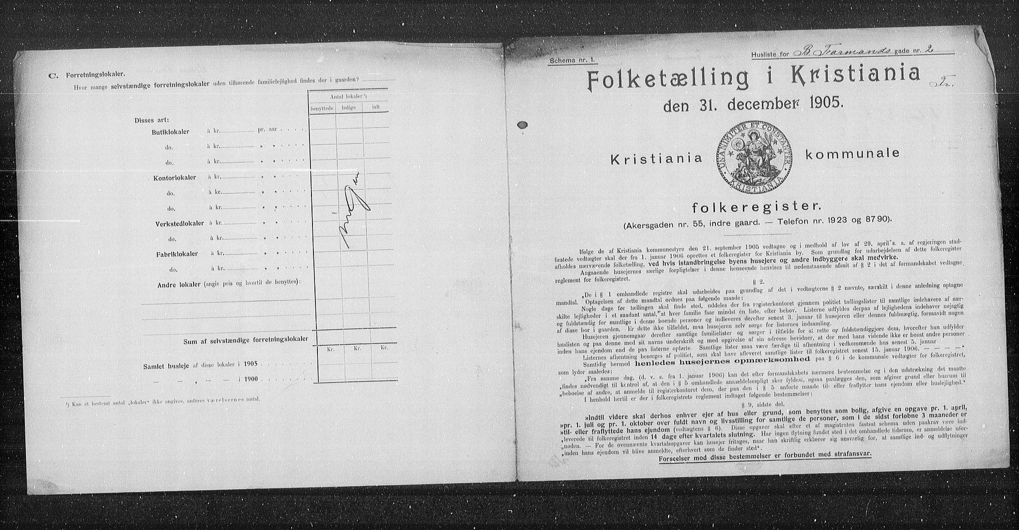 OBA, Municipal Census 1905 for Kristiania, 1905, p. 3359