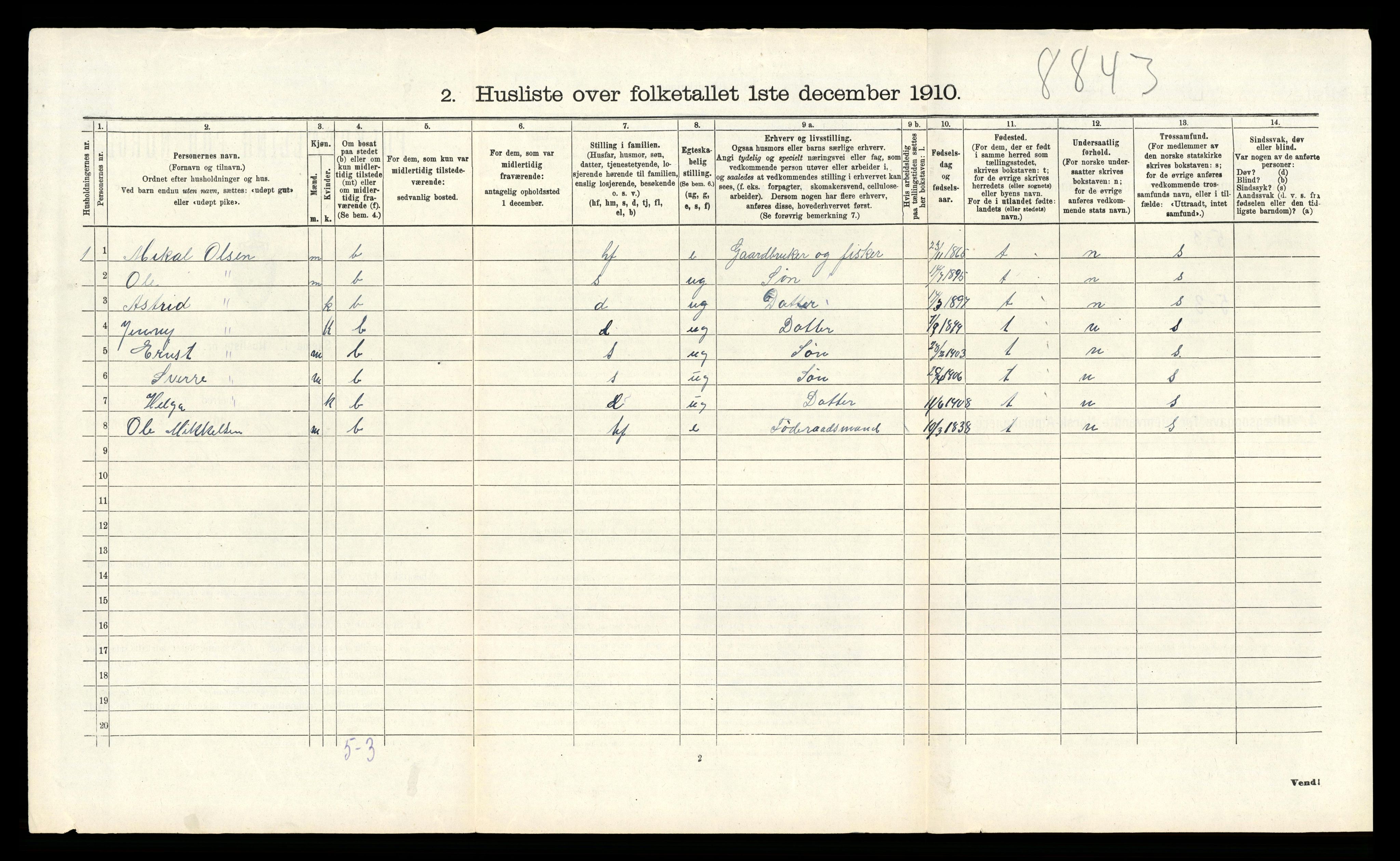 RA, 1910 census for Austrheim, 1910, p. 789