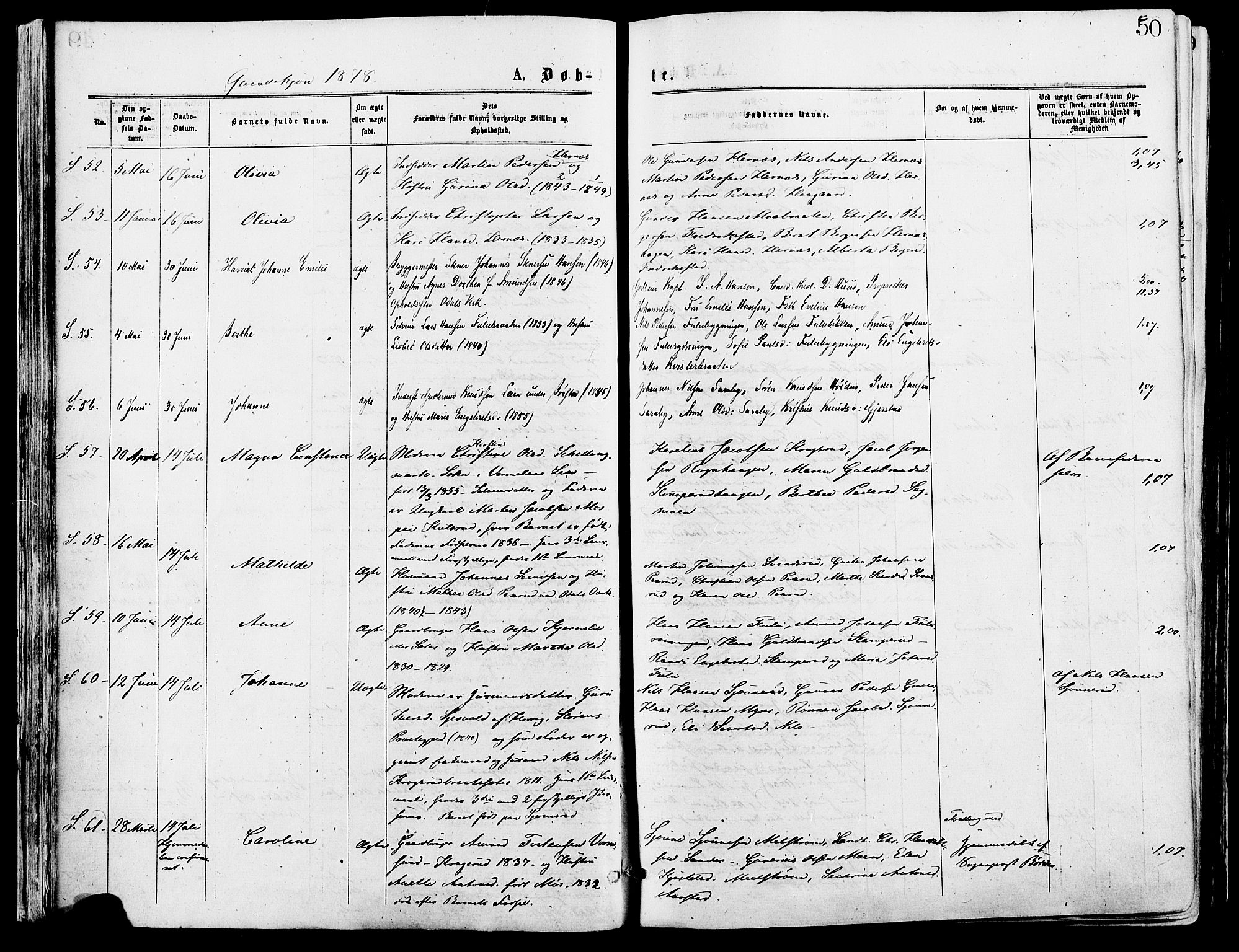 Sør-Odal prestekontor, SAH/PREST-030/H/Ha/Haa/L0005: Parish register (official) no. 5, 1876-1885, p. 50