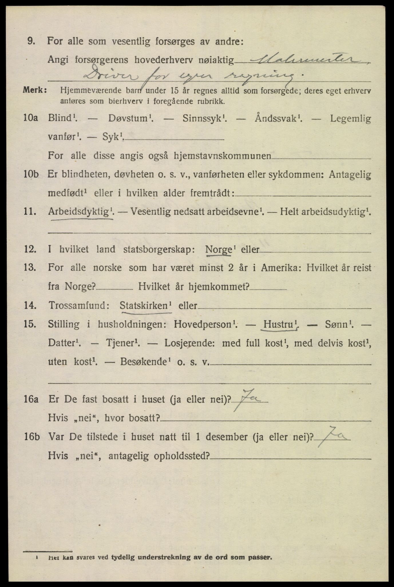 SAK, 1920 census for Tveit, 1920, p. 2429