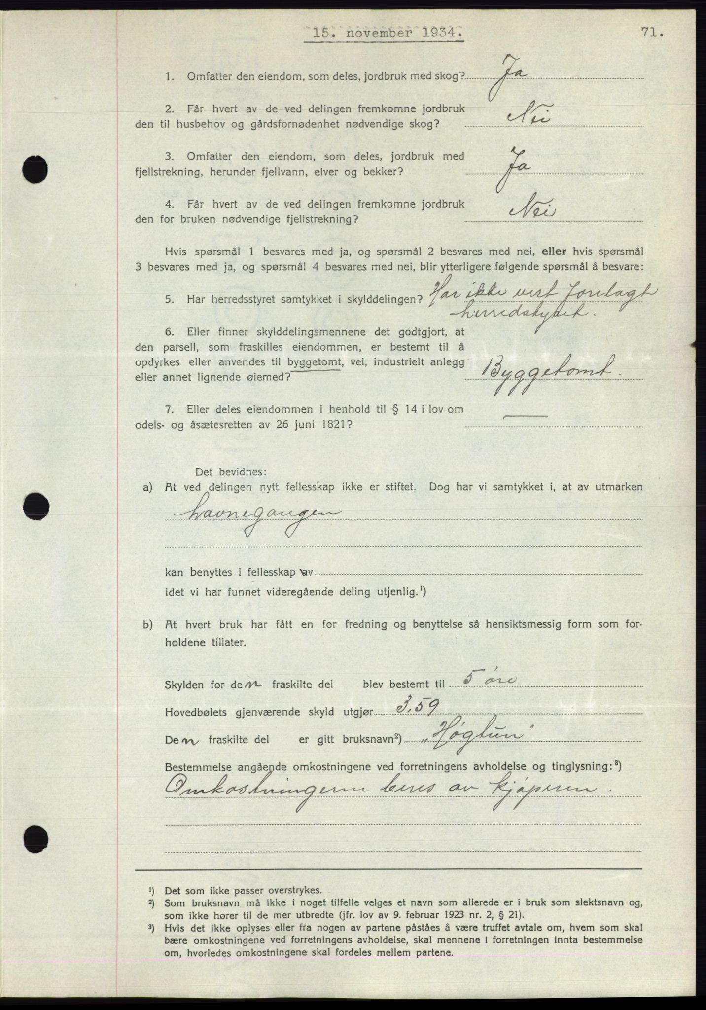 Romsdal sorenskriveri, AV/SAT-A-4149/1/2/2C/L0066: Mortgage book no. 60, 1934-1935, Deed date: 15.11.1934