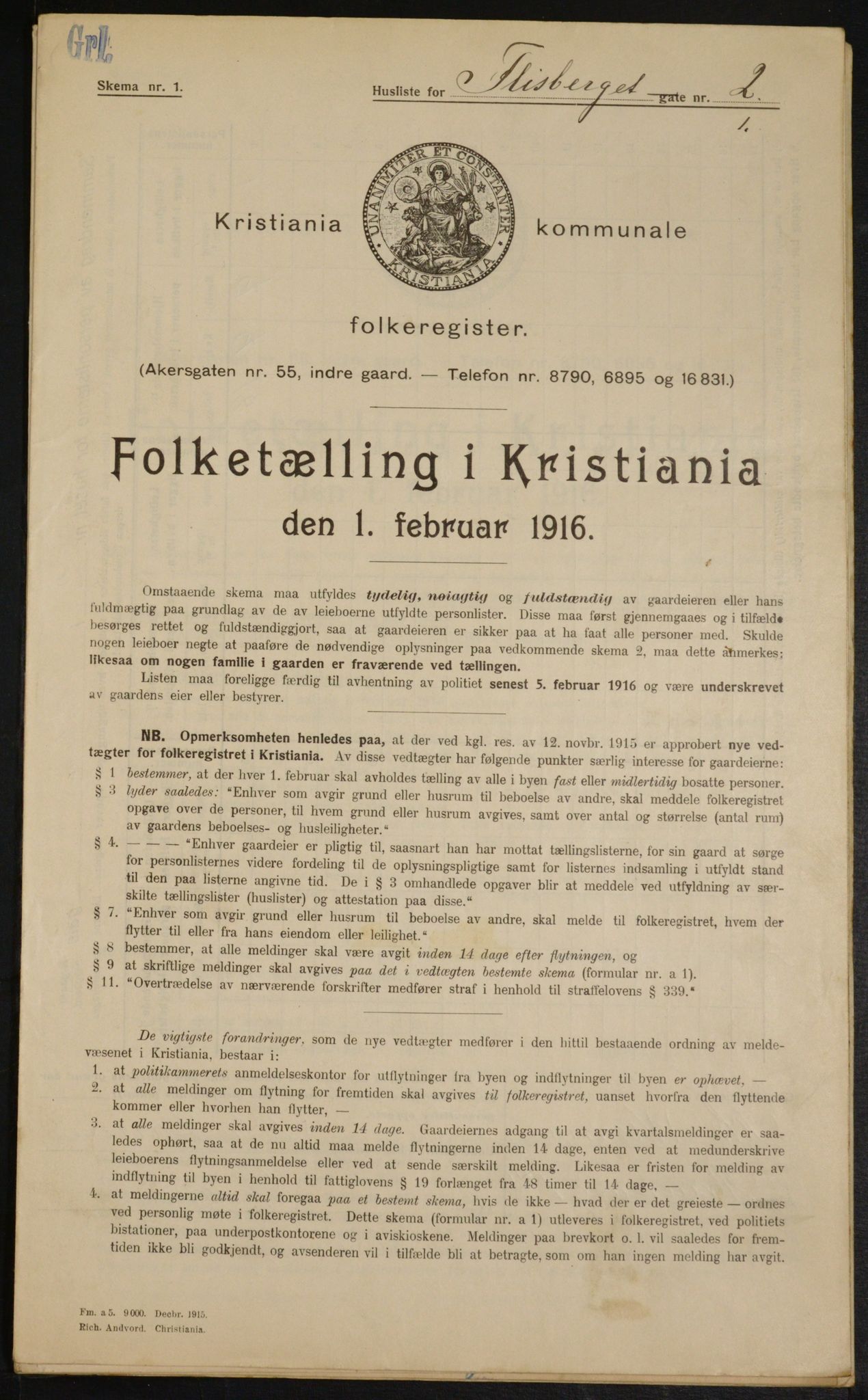 OBA, Municipal Census 1916 for Kristiania, 1916, p. 25001