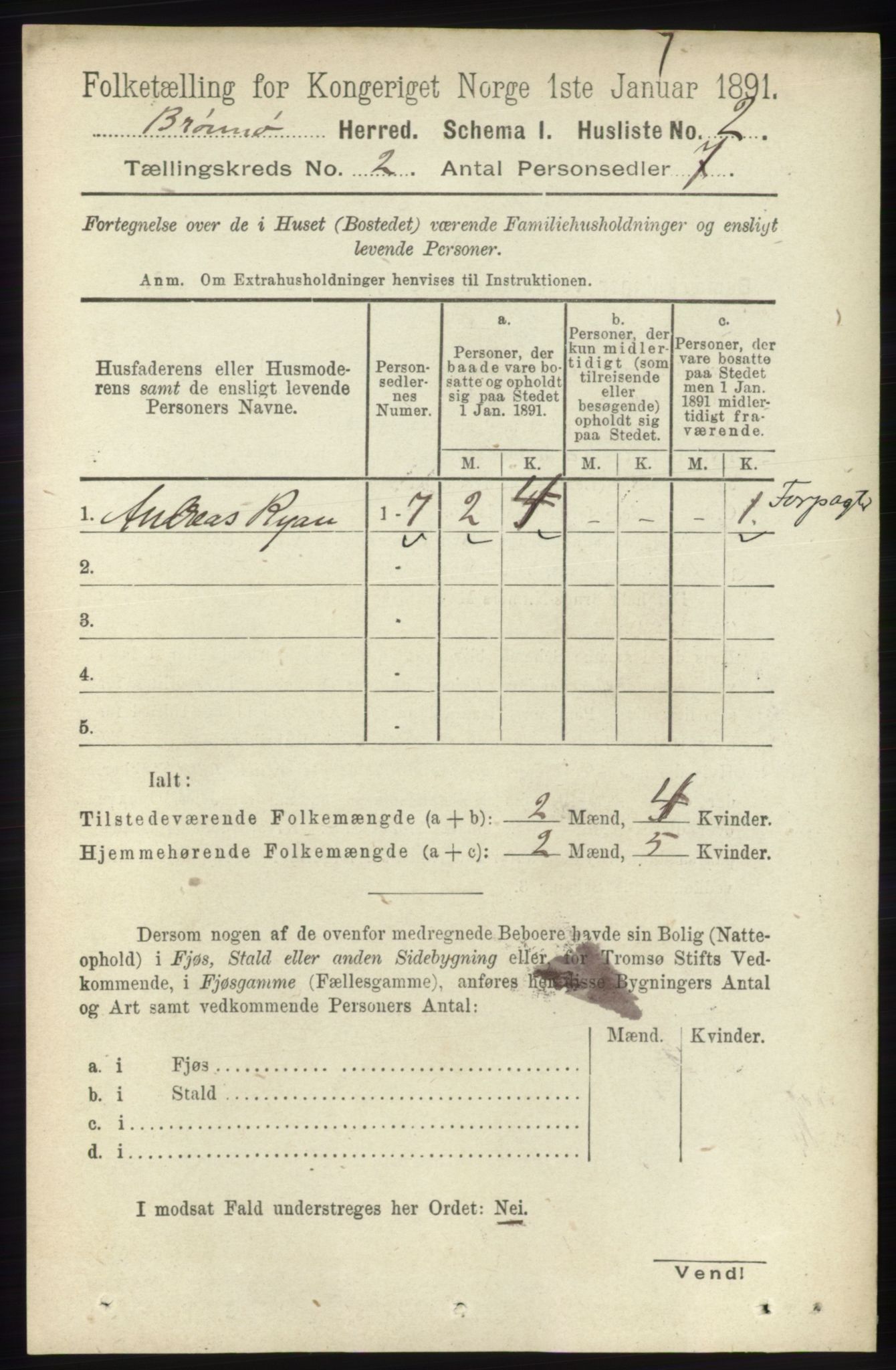 RA, 1891 census for 1814 Brønnøy, 1891, p. 749