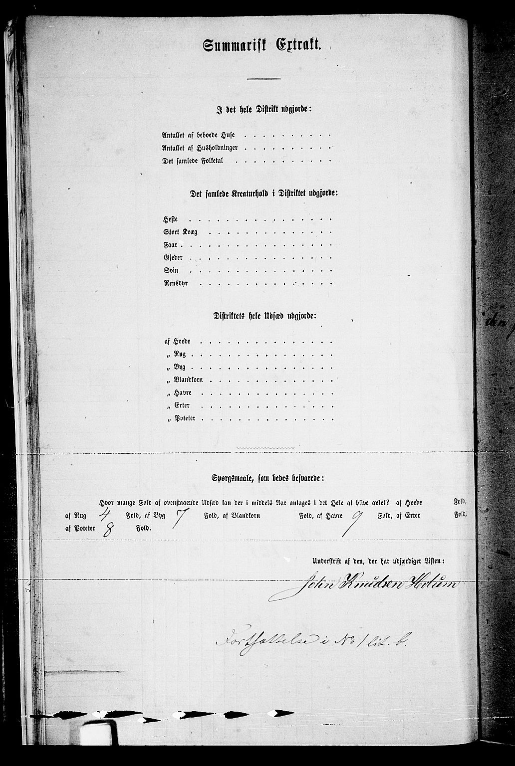 RA, 1865 census for Valle, 1865, p. 22