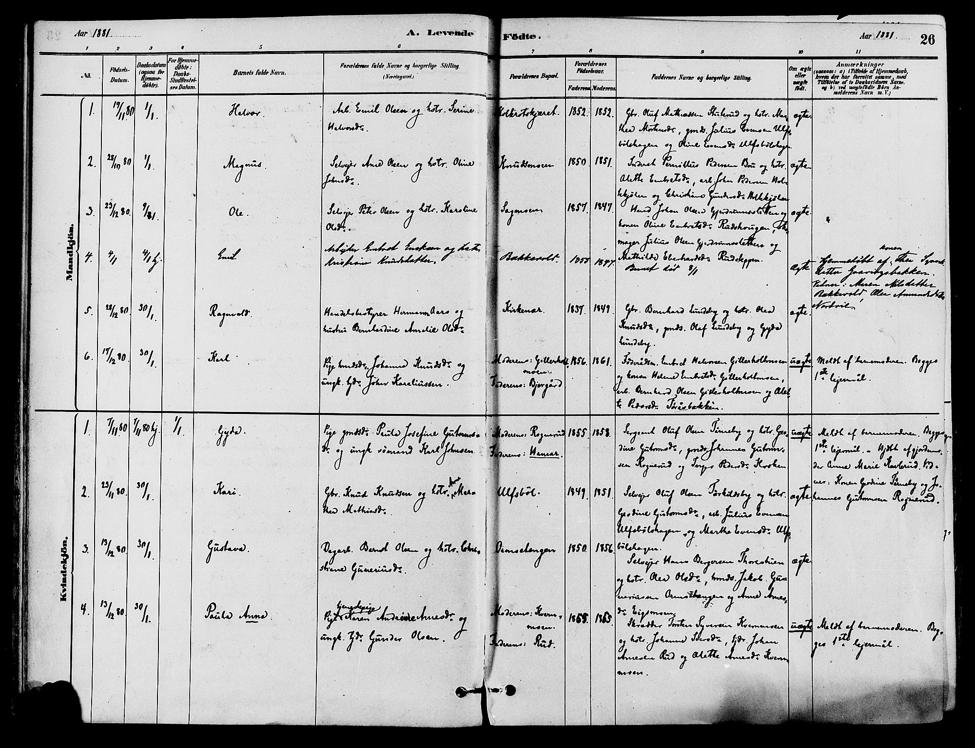 Våler prestekontor, Hedmark, SAH/PREST-040/H/Ha/Haa/L0002: Parish register (official) no. 3, 1879-1911, p. 26