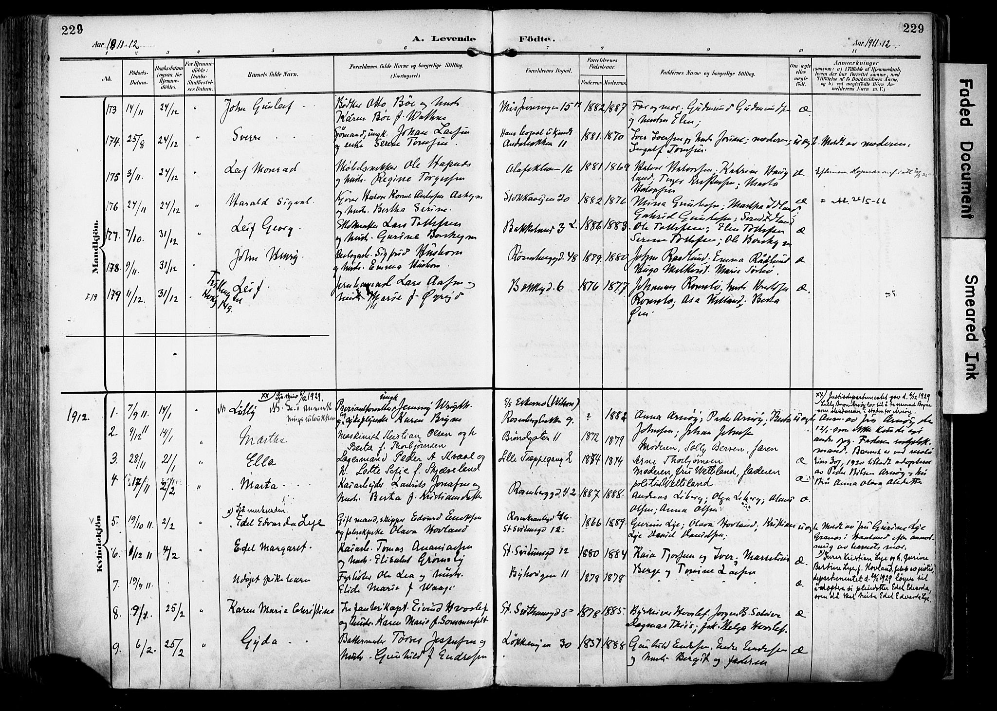 Domkirken sokneprestkontor, SAST/A-101812/001/30/30BA/L0033: Parish register (official) no. A 32, 1903-1915, p. 229