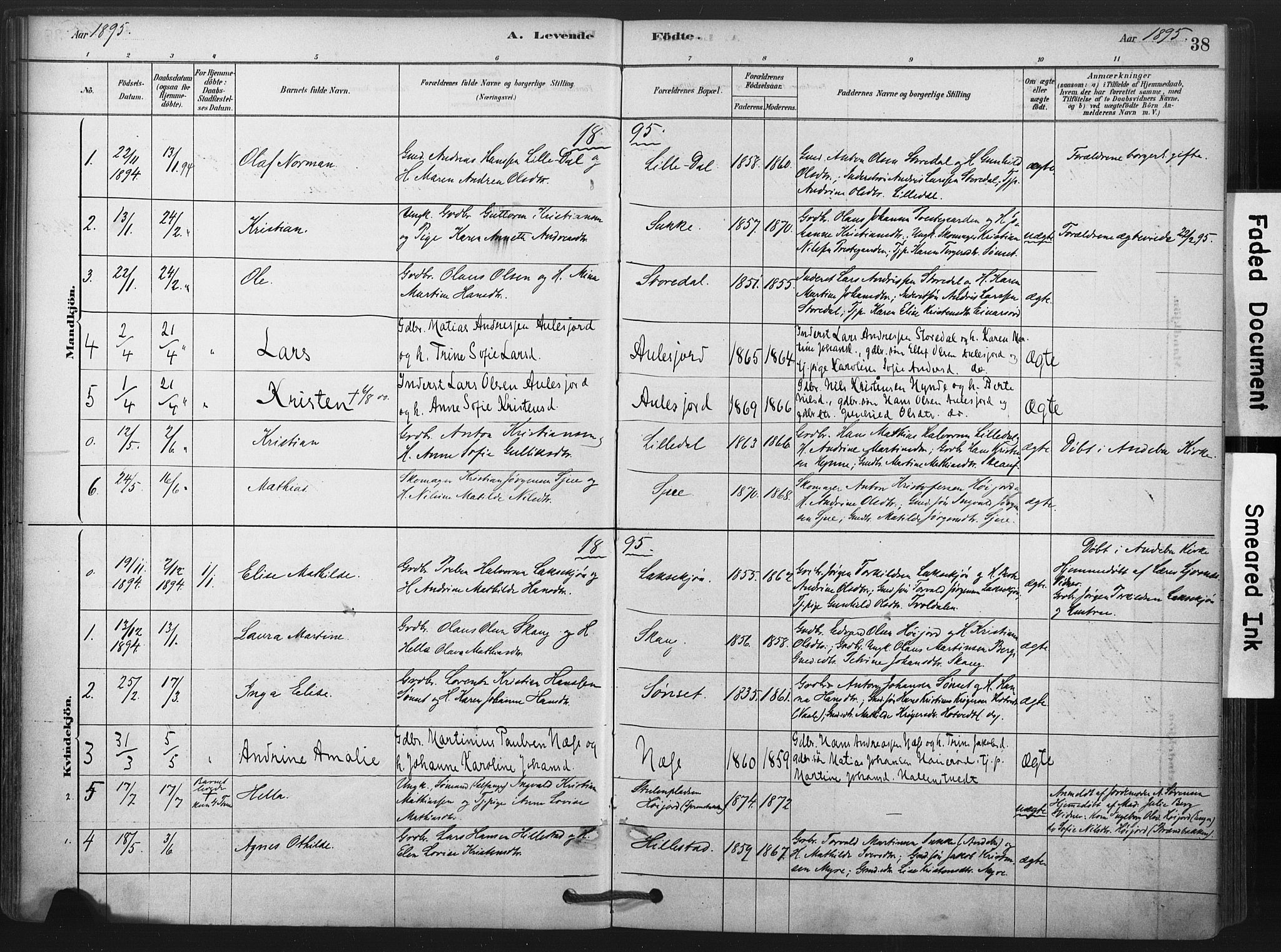 Andebu kirkebøker, AV/SAKO-A-336/F/Fa/L0009: Parish register (official) no. 9, 1878-1909, p. 38