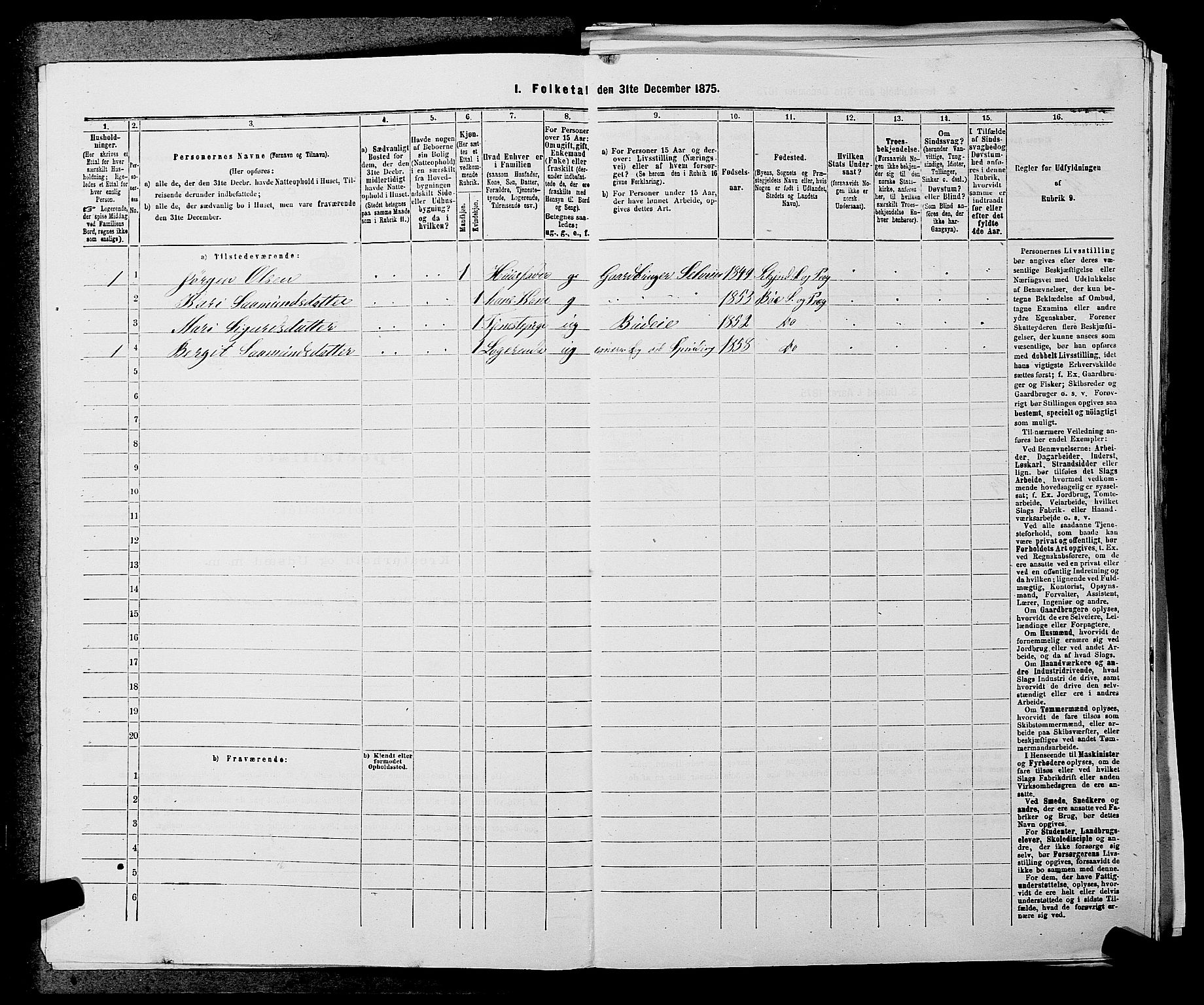 SAKO, 1875 census for 0821P Bø, 1875, p. 601