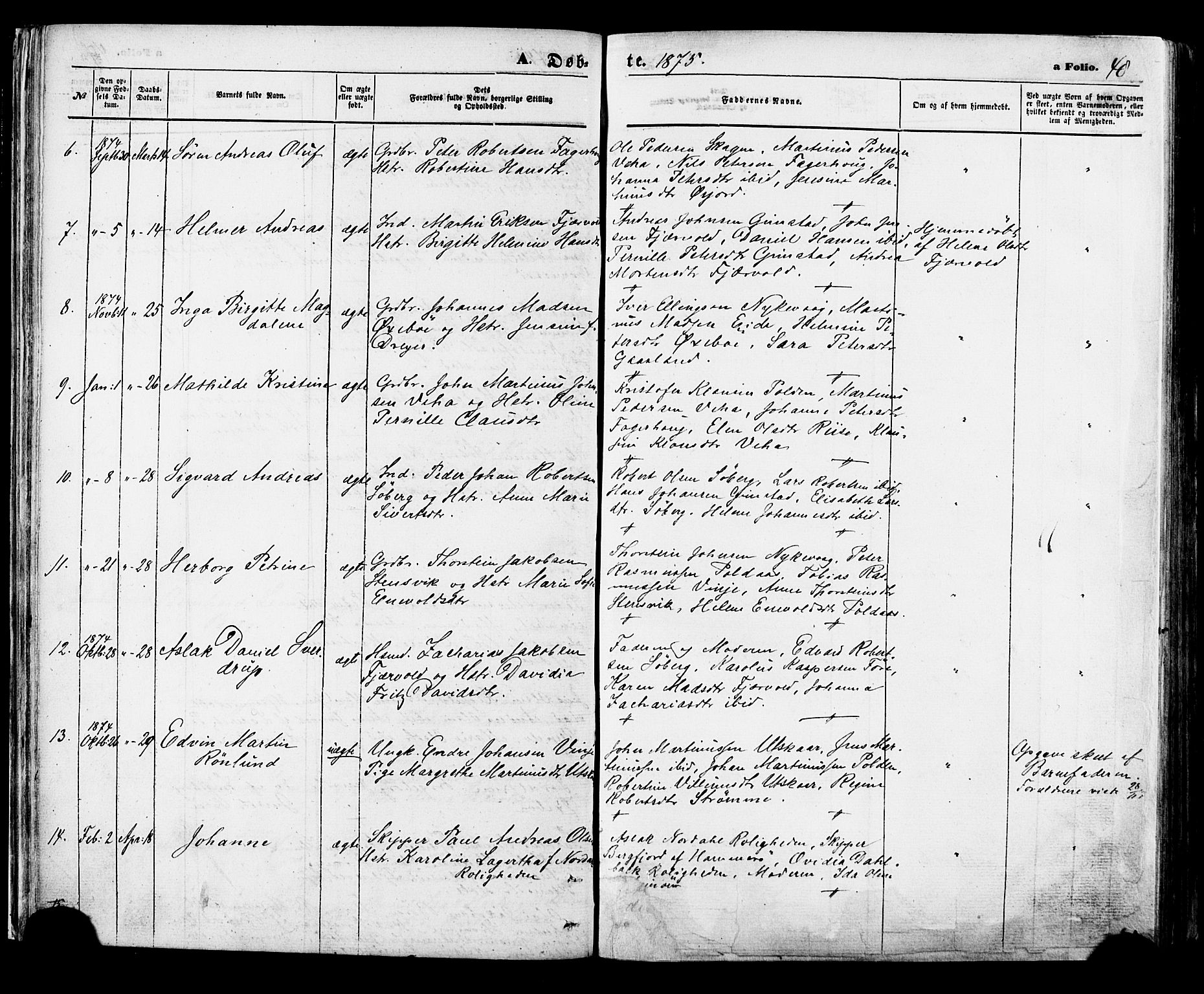Ministerialprotokoller, klokkerbøker og fødselsregistre - Nordland, SAT/A-1459/891/L1301: Parish register (official) no. 891A06, 1870-1878, p. 48