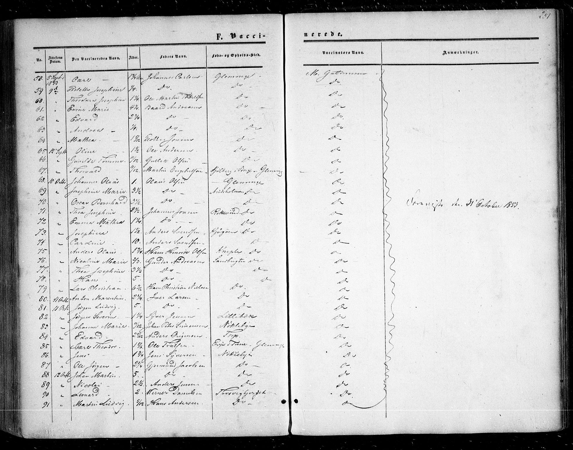 Glemmen prestekontor Kirkebøker, AV/SAO-A-10908/F/Fa/L0007: Parish register (official) no. 7, 1853-1862, p. 251