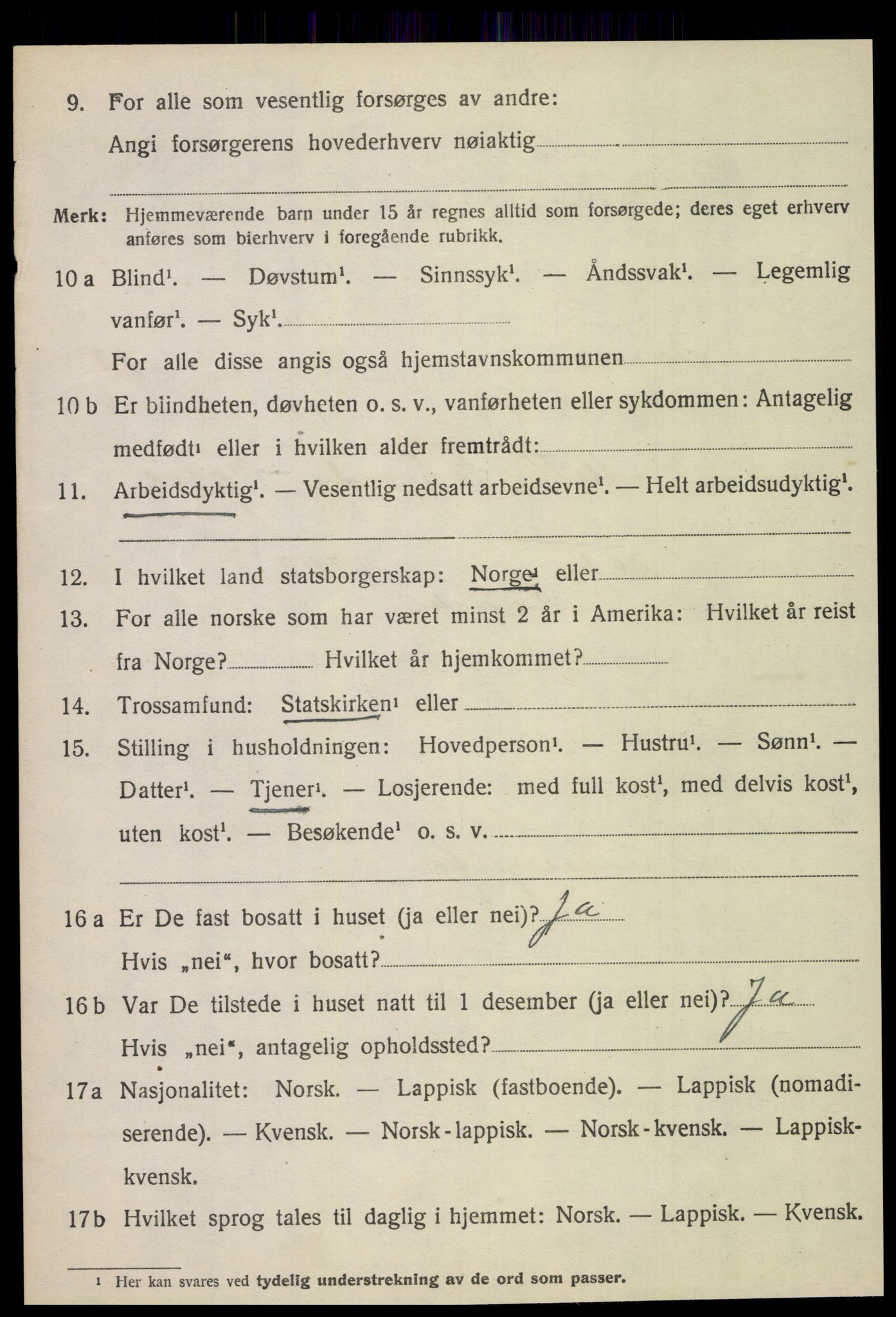 SAT, 1920 census for Fauske, 1920, p. 14155