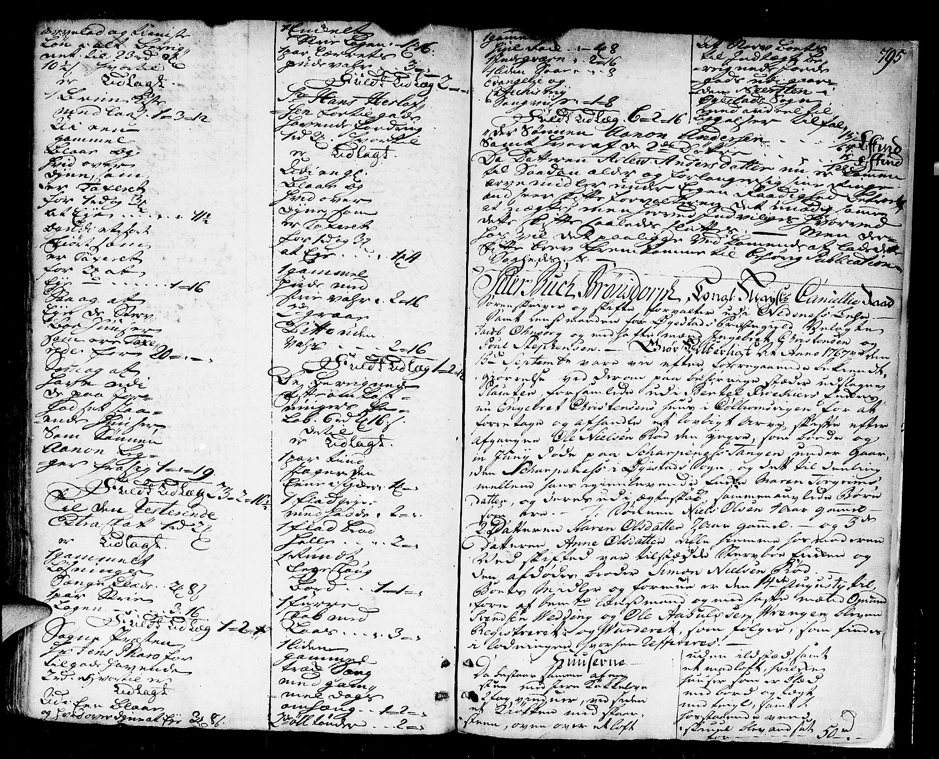Nedenes sorenskriveri før 1824, SAK/1221-0007/H/Hc/L0030: Skifteprotokoll med register nr 21a, 1763-1767, p. 794b-795a