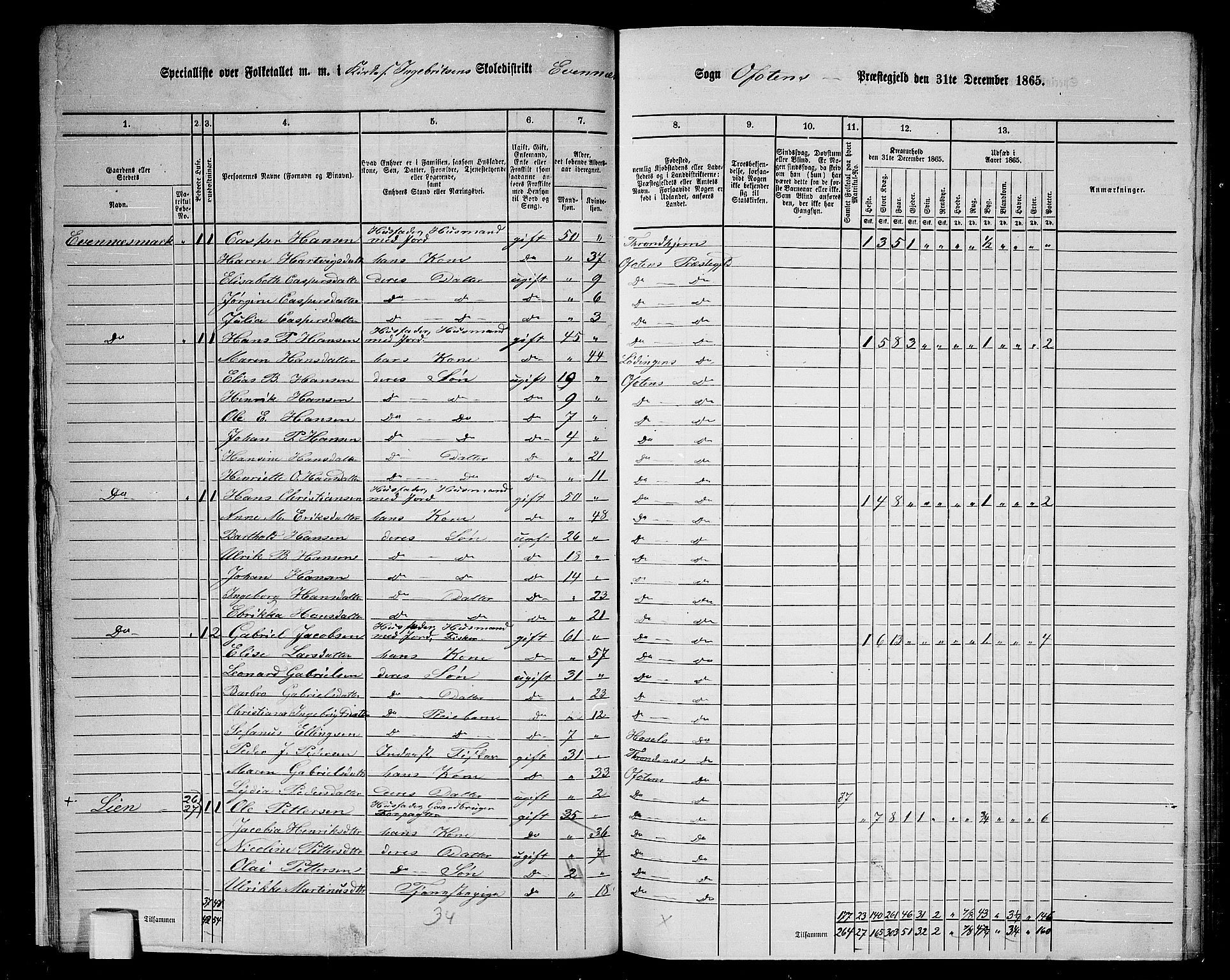 RA, 1865 census for Ofoten, 1865, p. 20