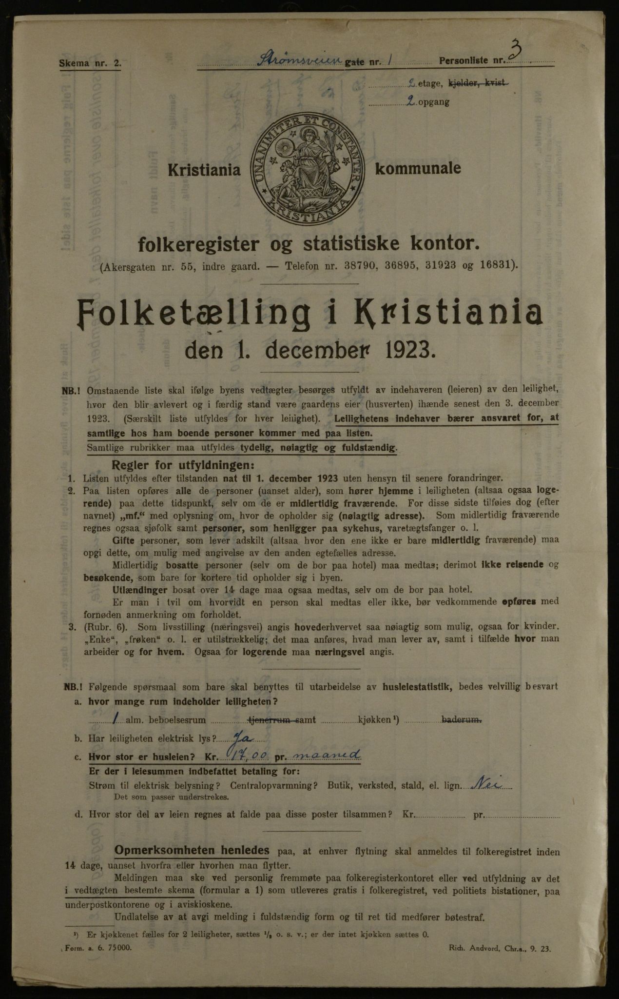 OBA, Municipal Census 1923 for Kristiania, 1923, p. 115111