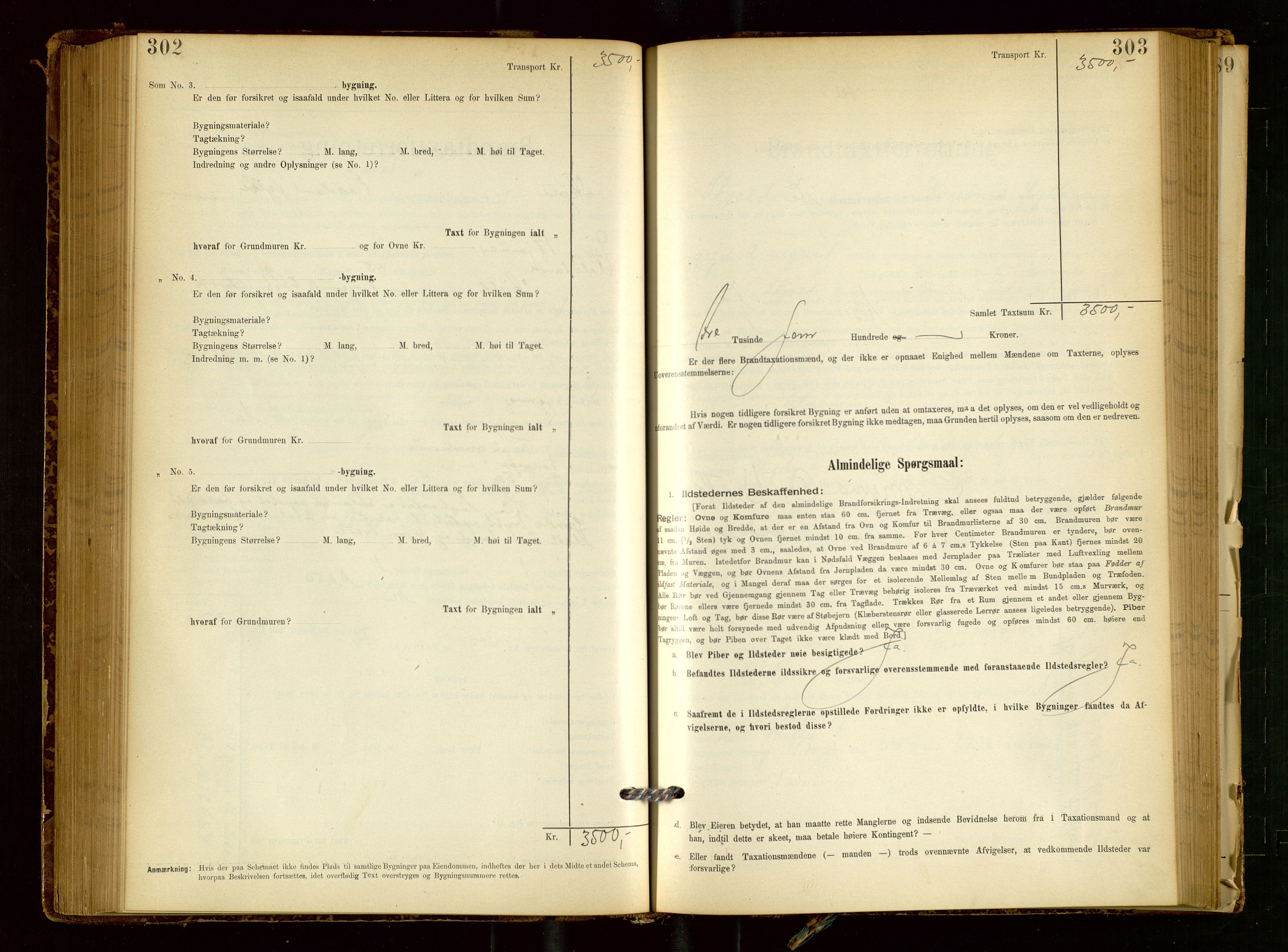 Skjold lensmannskontor, SAST/A-100182/Gob/L0001: "Brandtaxationsprotokol for Skjold Lensmandsdistrikt Ryfylke Fogderi", 1894-1939, p. 302-303