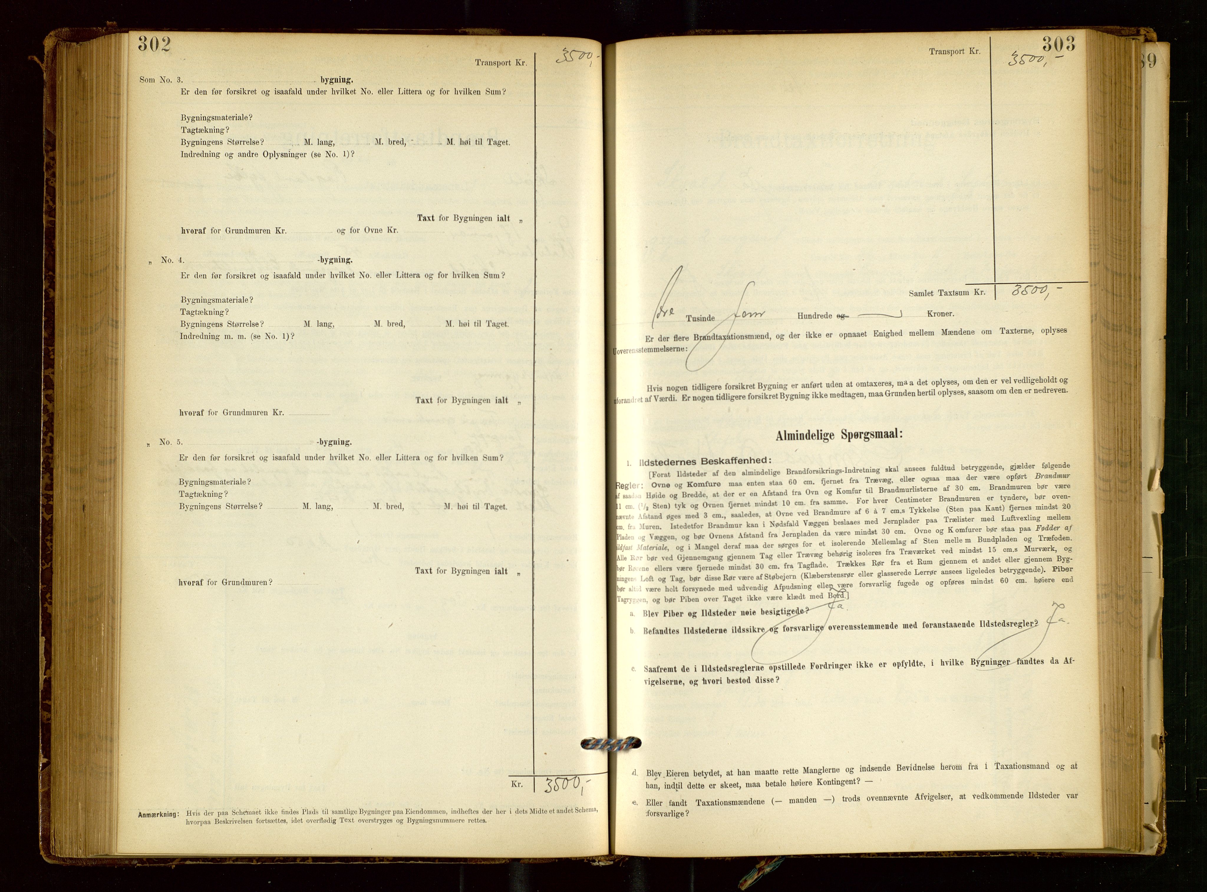 Skjold lensmannskontor, AV/SAST-A-100182/Gob/L0001: "Brandtaxationsprotokol for Skjold Lensmandsdistrikt Ryfylke Fogderi", 1894-1939, p. 302-303