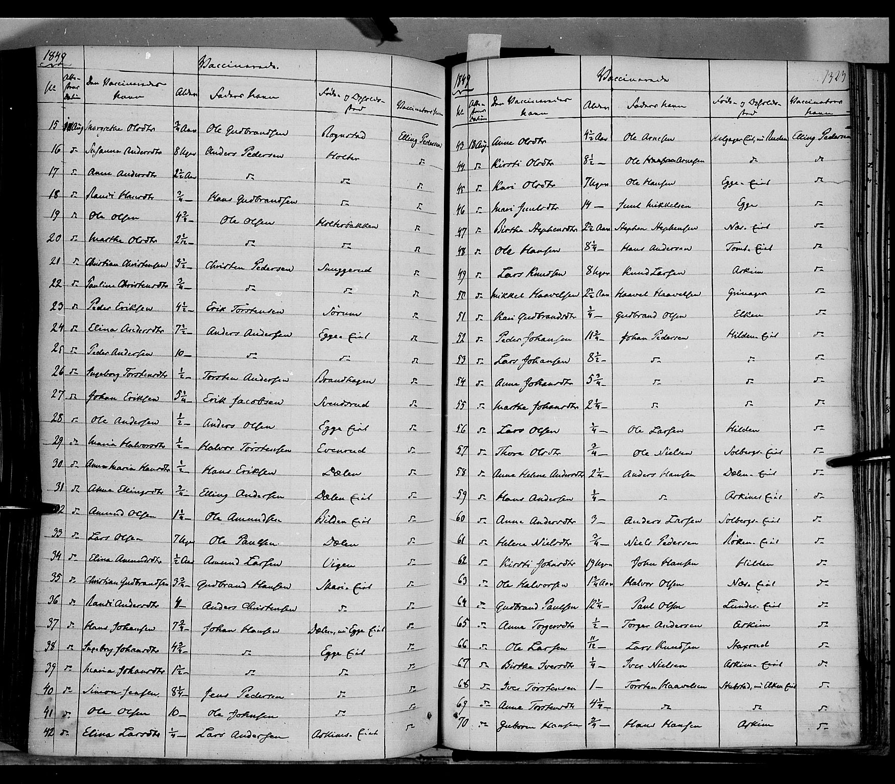 Gran prestekontor, SAH/PREST-112/H/Ha/Haa/L0011: Parish register (official) no. 11, 1842-1856, p. 1322-1323