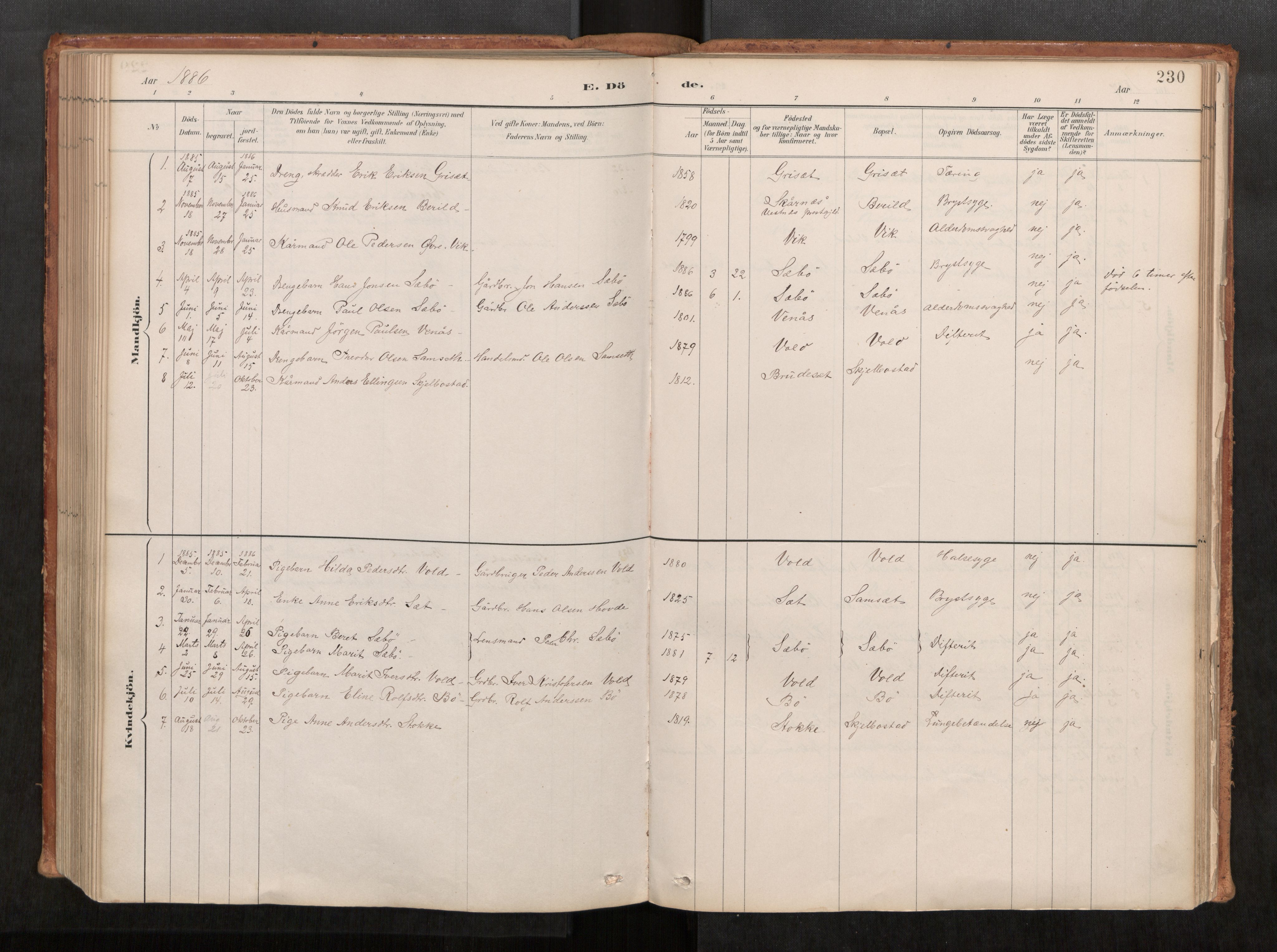 Ministerialprotokoller, klokkerbøker og fødselsregistre - Møre og Romsdal, SAT/A-1454/543/L0568: Parish register (official) no. 543A03, 1885-1915, p. 230