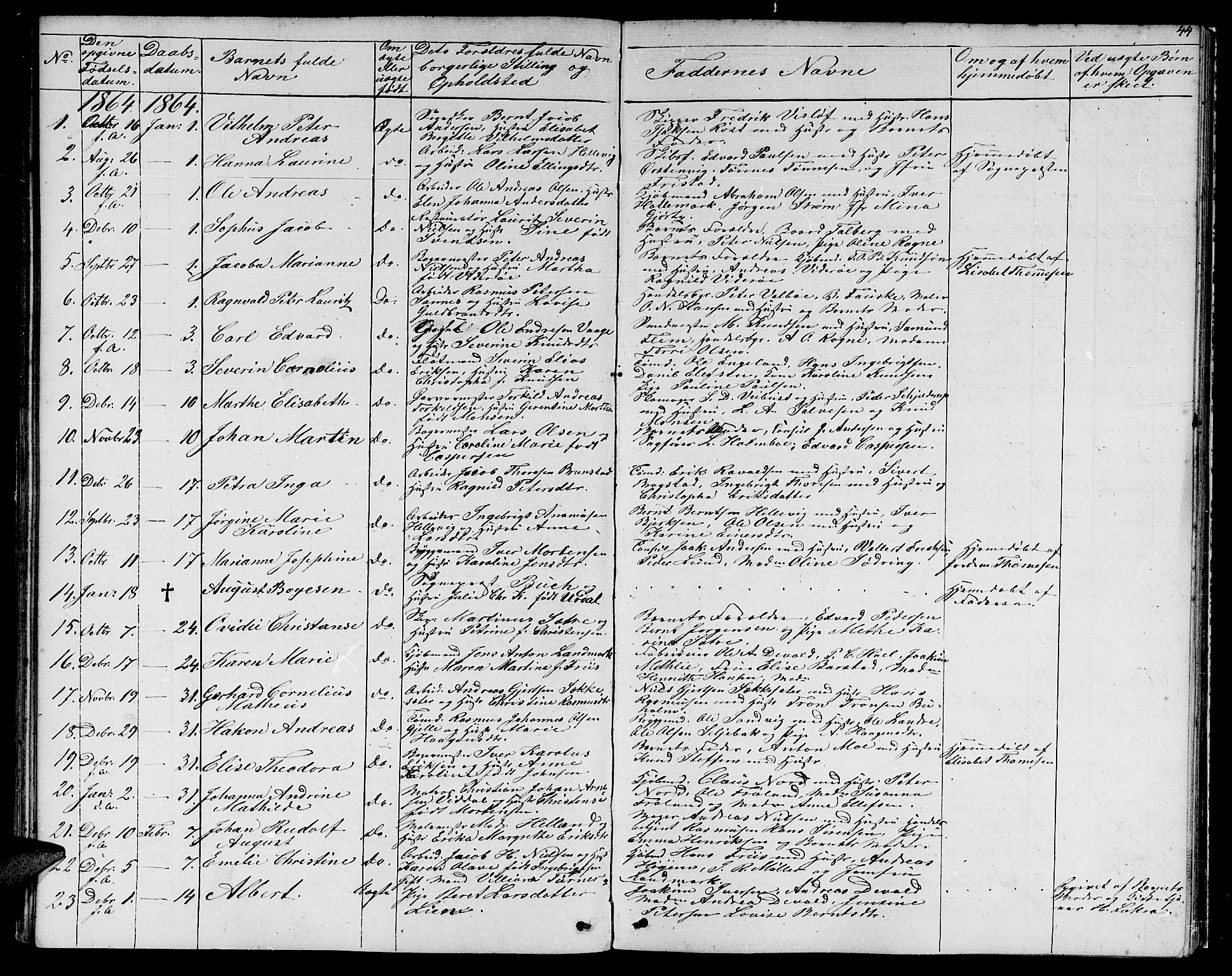 Ministerialprotokoller, klokkerbøker og fødselsregistre - Møre og Romsdal, SAT/A-1454/529/L0464: Parish register (copy) no. 529C01, 1855-1867, p. 44