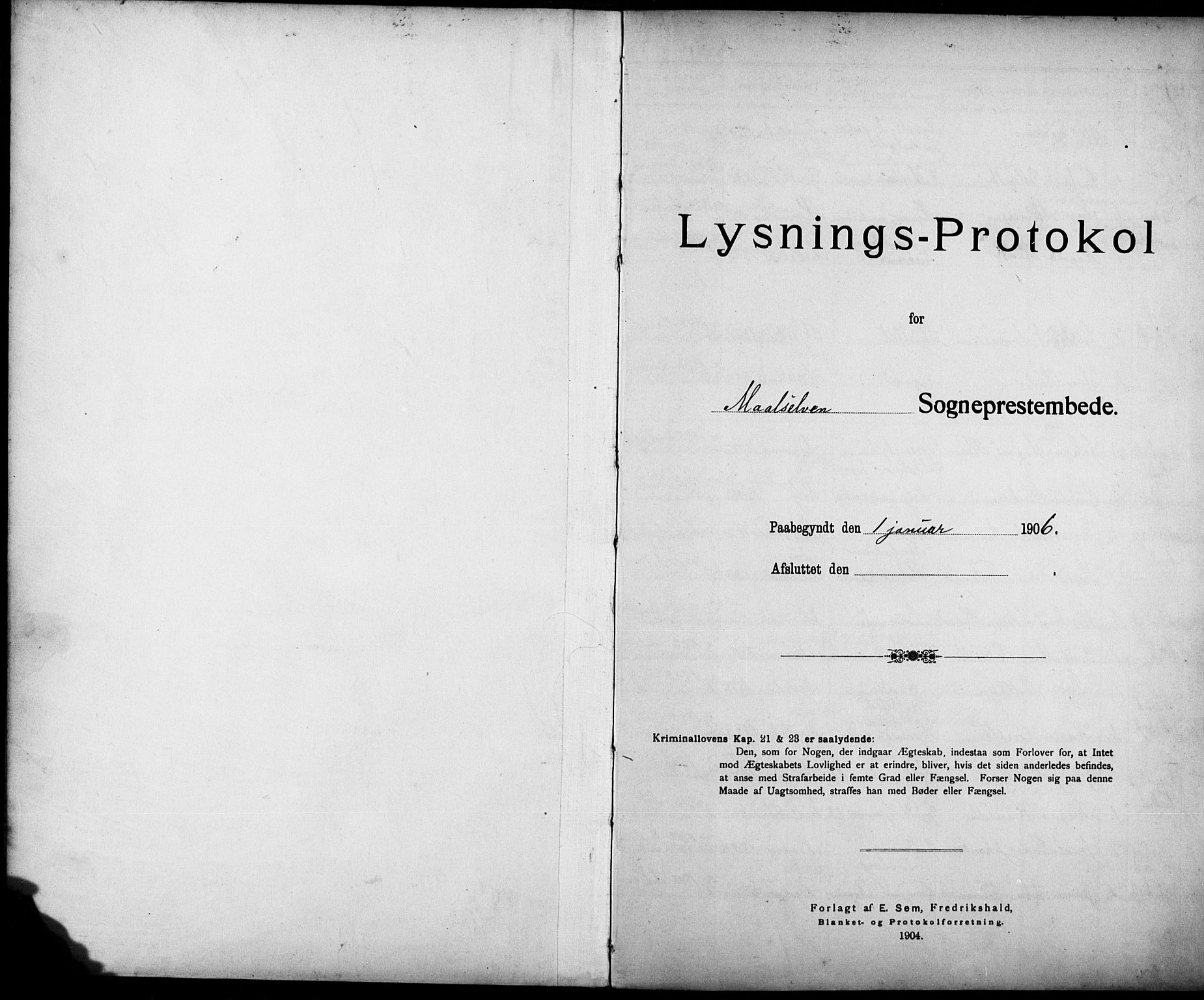 Målselv sokneprestembete, SATØ/S-1311/I/Id/L0040: Banns register no. 40, 1906-1918