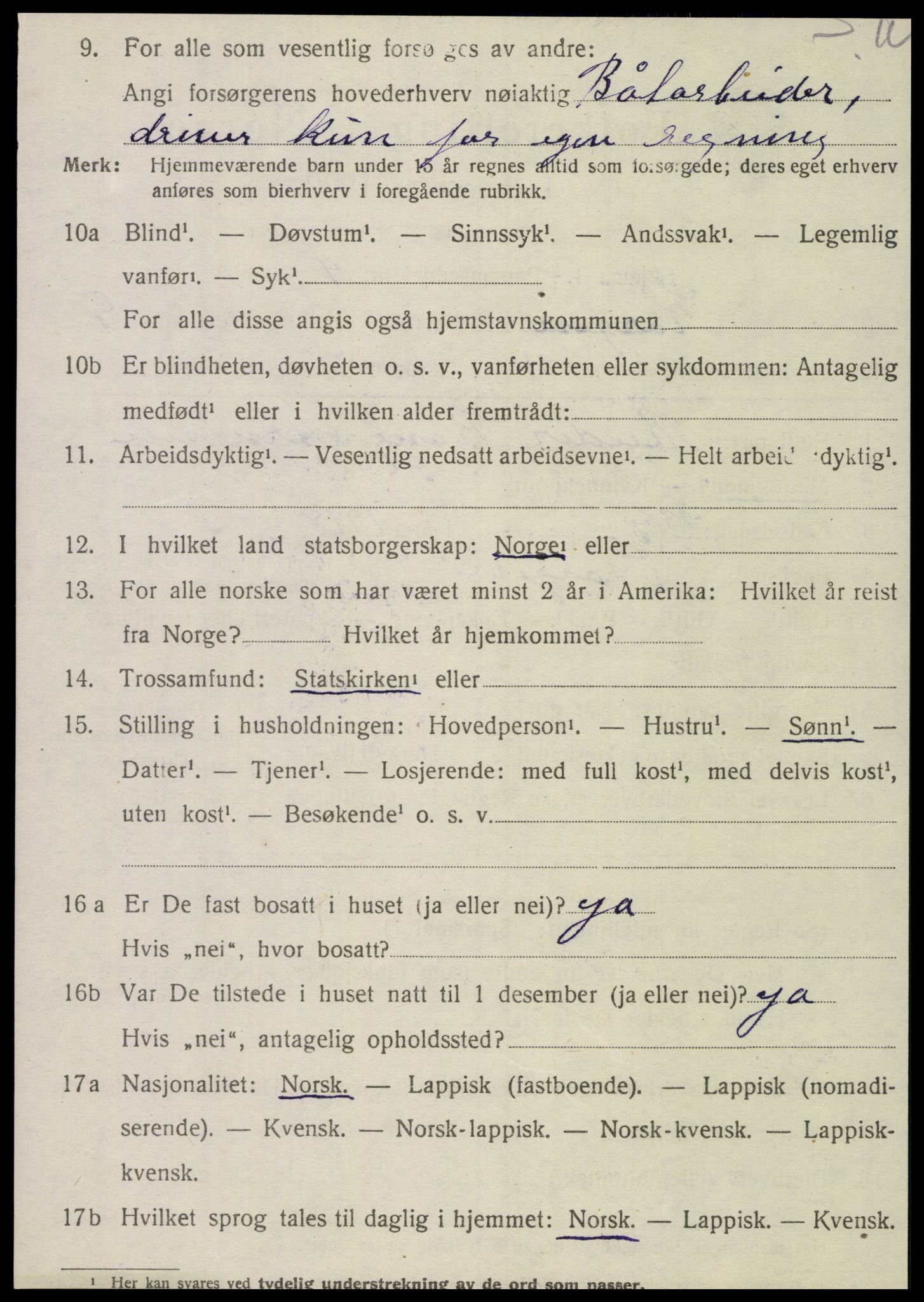 SAT, 1920 census for Korgen, 1920, p. 2405