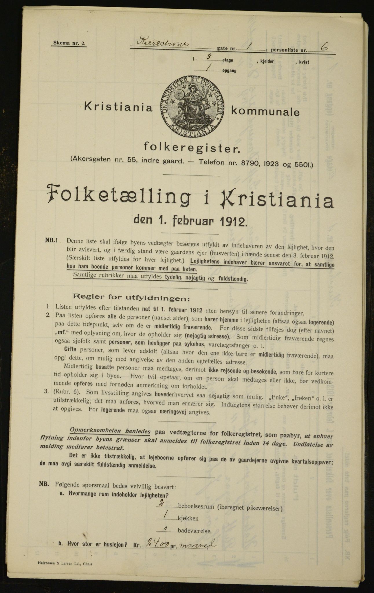 OBA, Municipal Census 1912 for Kristiania, 1912, p. 49689