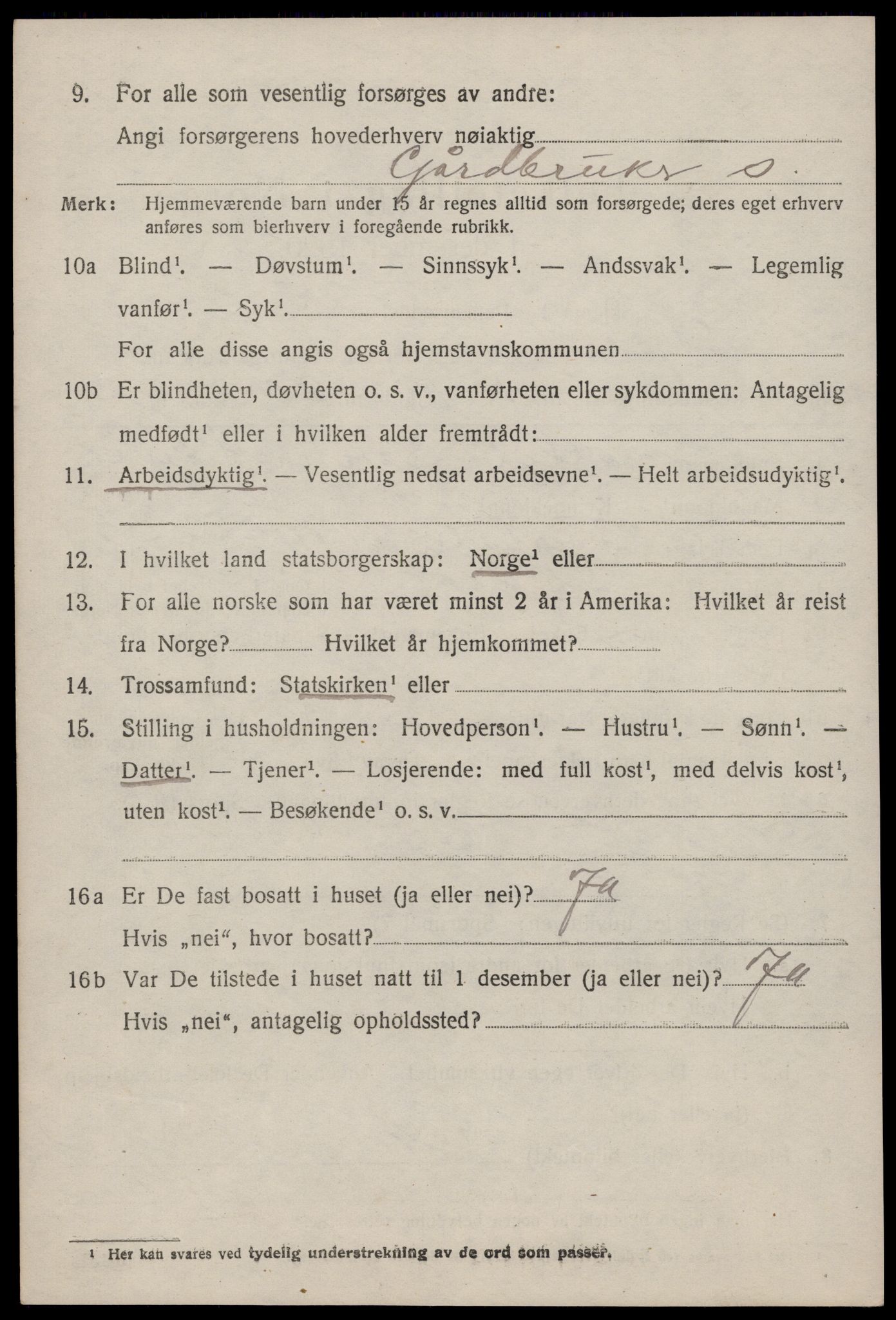 SAST, 1920 census for Skjold, 1920, p. 2011