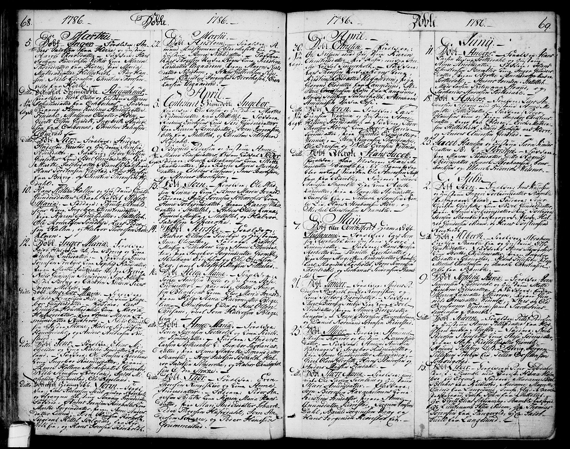 Bamble kirkebøker, SAKO/A-253/F/Fa/L0002: Parish register (official) no. I 2, 1775-1814, p. 68-69
