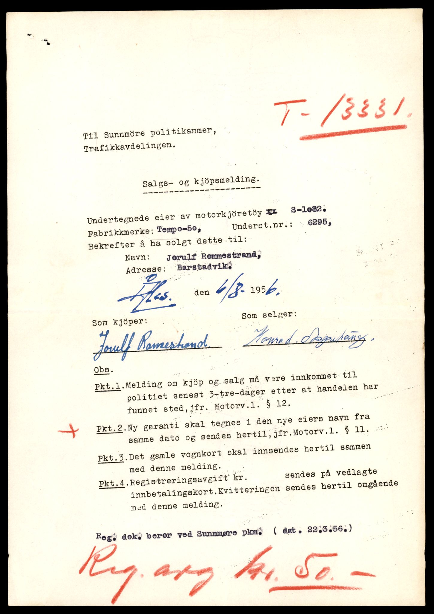 Møre og Romsdal vegkontor - Ålesund trafikkstasjon, AV/SAT-A-4099/F/Fe/L0038: Registreringskort for kjøretøy T 13180 - T 13360, 1927-1998, p. 2549