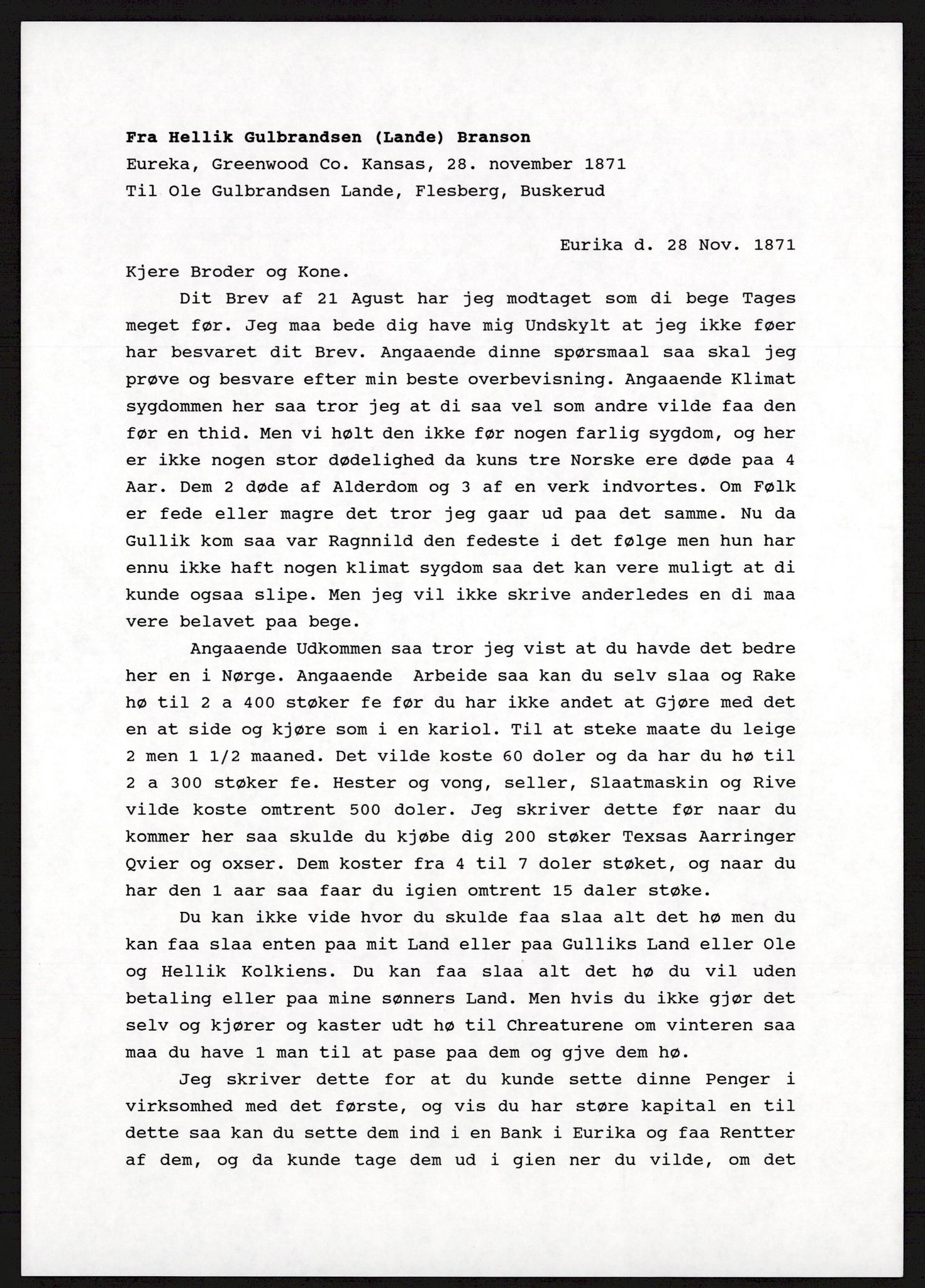 Samlinger til kildeutgivelse, Amerikabrevene, AV/RA-EA-4057/F/L0017: Innlån fra Buskerud: Bratås, 1838-1914, p. 460