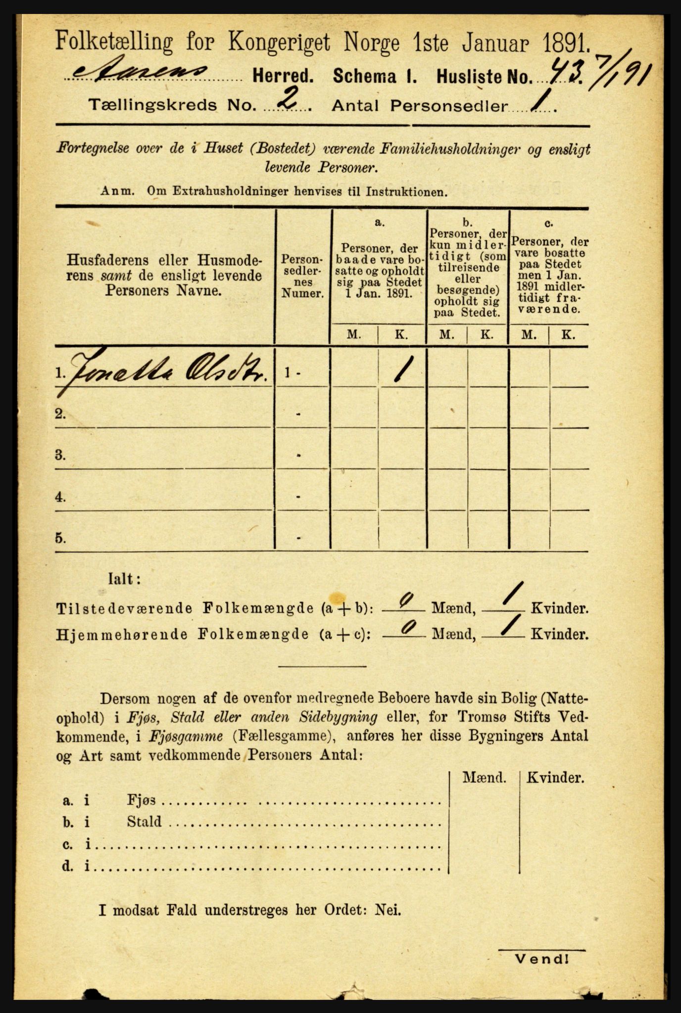 RA, 1891 census for 1716 Åsen, 1891, p. 603