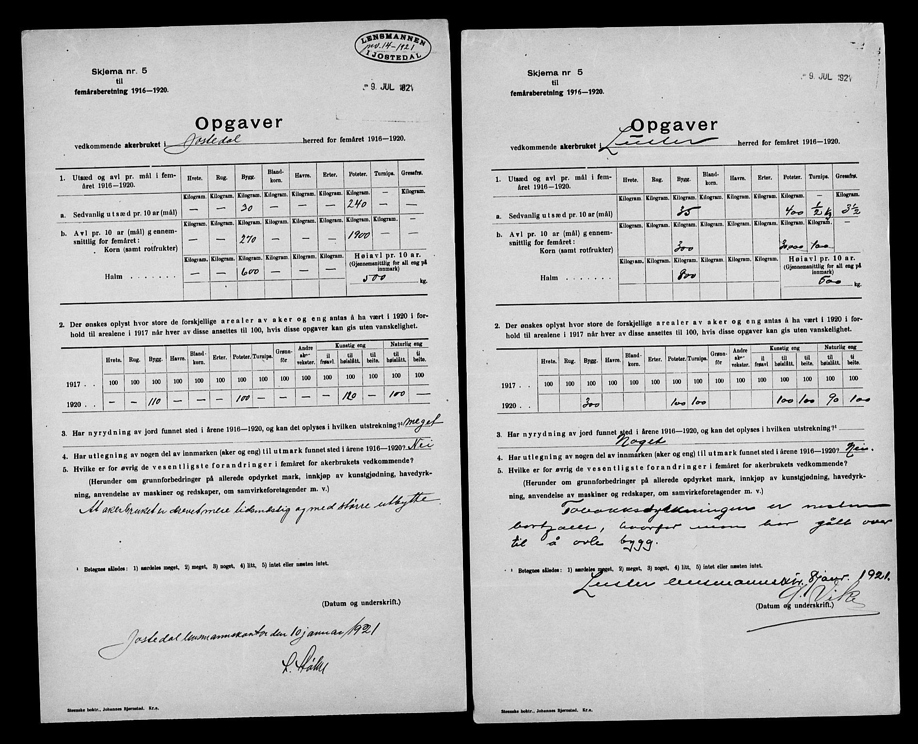 Statistisk sentralbyrå, Næringsøkonomiske emner, Generelt - Amtmennenes femårsberetninger, AV/RA-S-2233/F/Fa/L0127: --, 1916-1920, p. 2