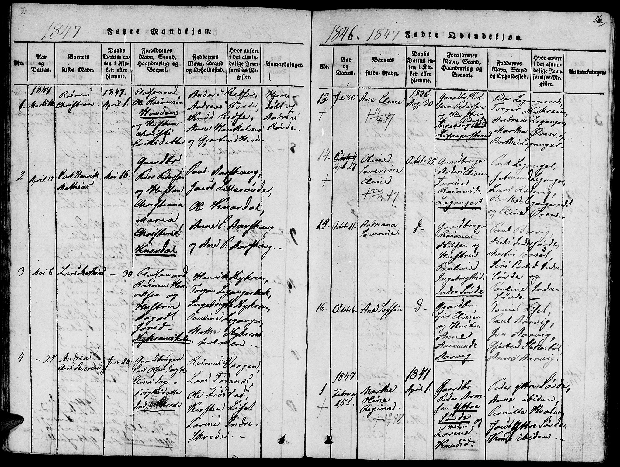 Ministerialprotokoller, klokkerbøker og fødselsregistre - Møre og Romsdal, AV/SAT-A-1454/504/L0054: Parish register (official) no. 504A01, 1816-1861, p. 56