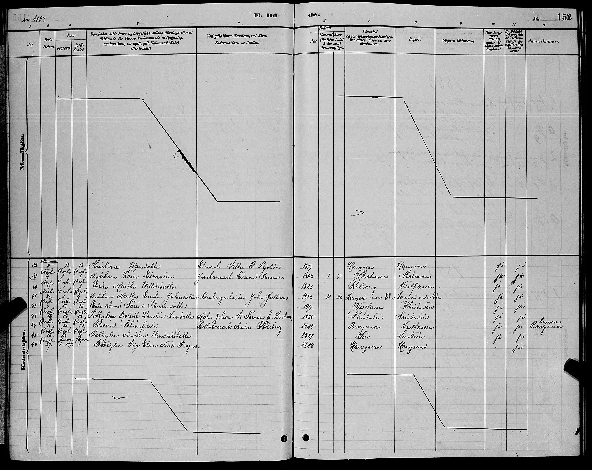 Eiker kirkebøker, AV/SAKO-A-4/G/Ga/L0006: Parish register (copy) no. I 6, 1885-1893, p. 152