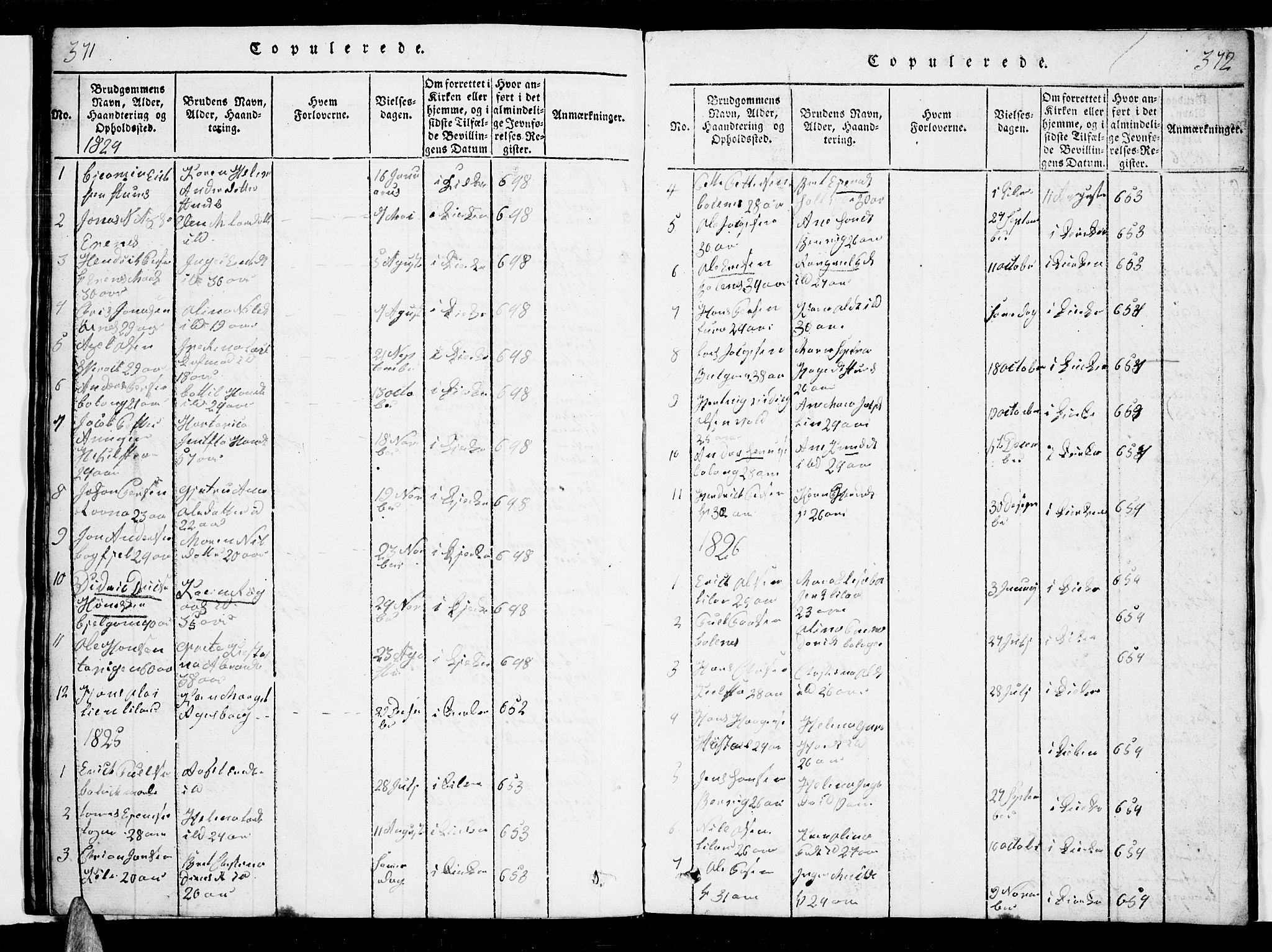 Ministerialprotokoller, klokkerbøker og fødselsregistre - Nordland, SAT/A-1459/863/L0911: Parish register (copy) no. 863C01, 1821-1858, p. 371-372