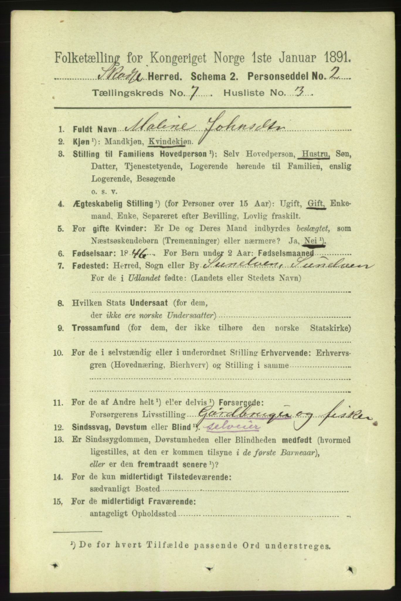 RA, 1891 census for 1529 Skodje, 1891, p. 1426