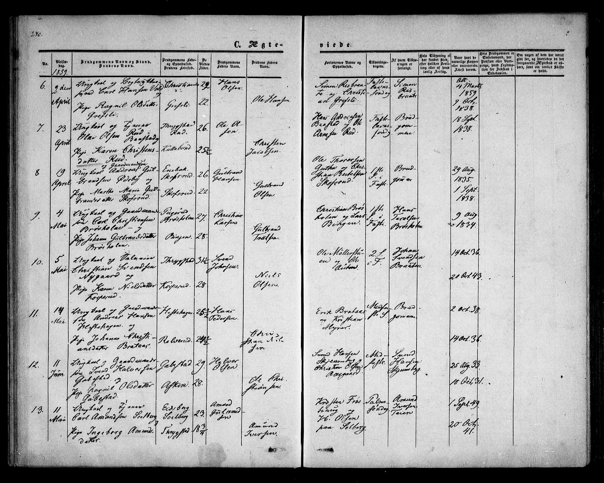Trøgstad prestekontor Kirkebøker, AV/SAO-A-10925/F/Fa/L0008.b: Parish register (official) no. I 8B, 1855-1864, p. 240
