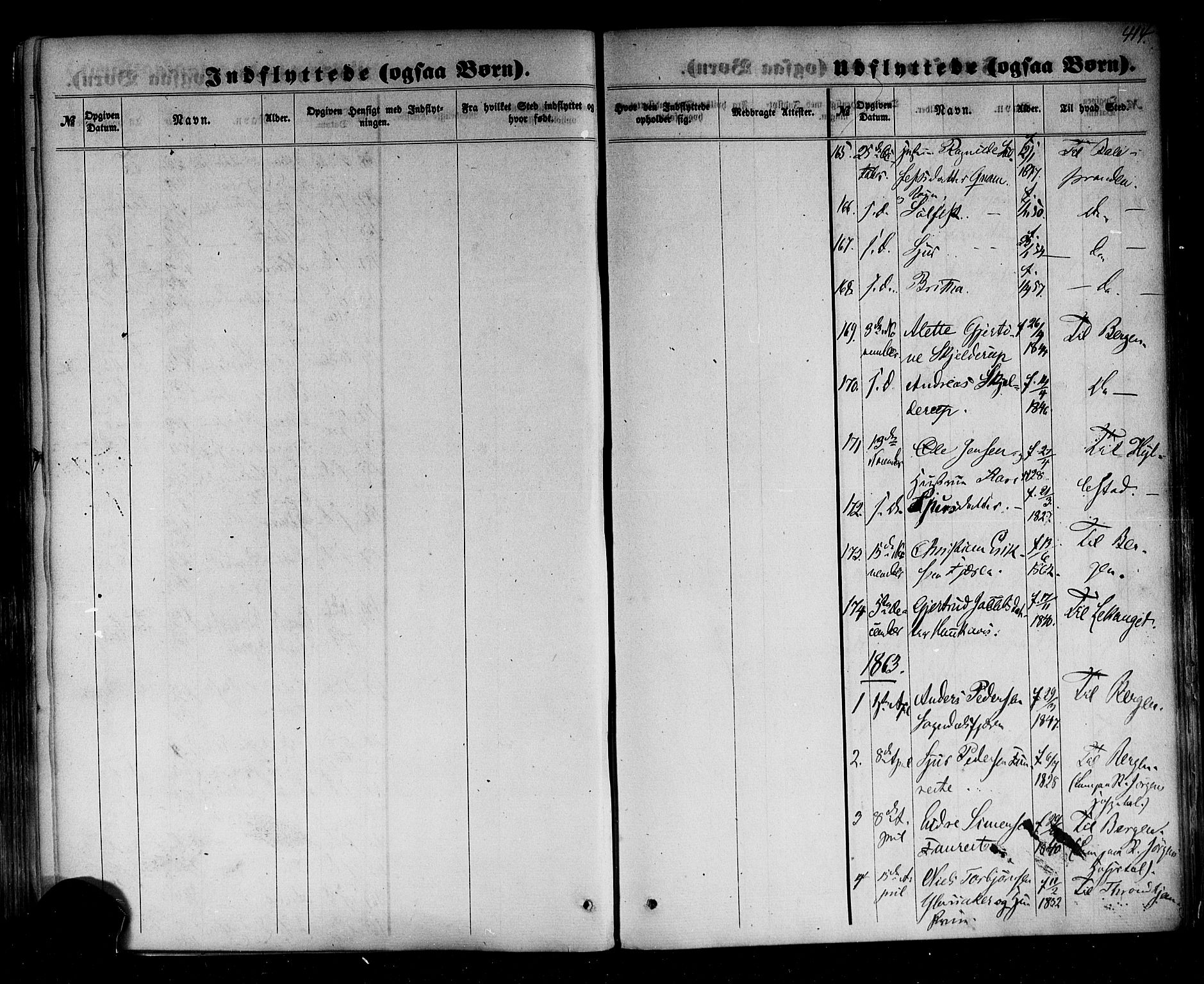 Sogndal sokneprestembete, AV/SAB-A-81301/H/Haa/Haaa/L0013: Parish register (official) no. A 13, 1859-1877, p. 414