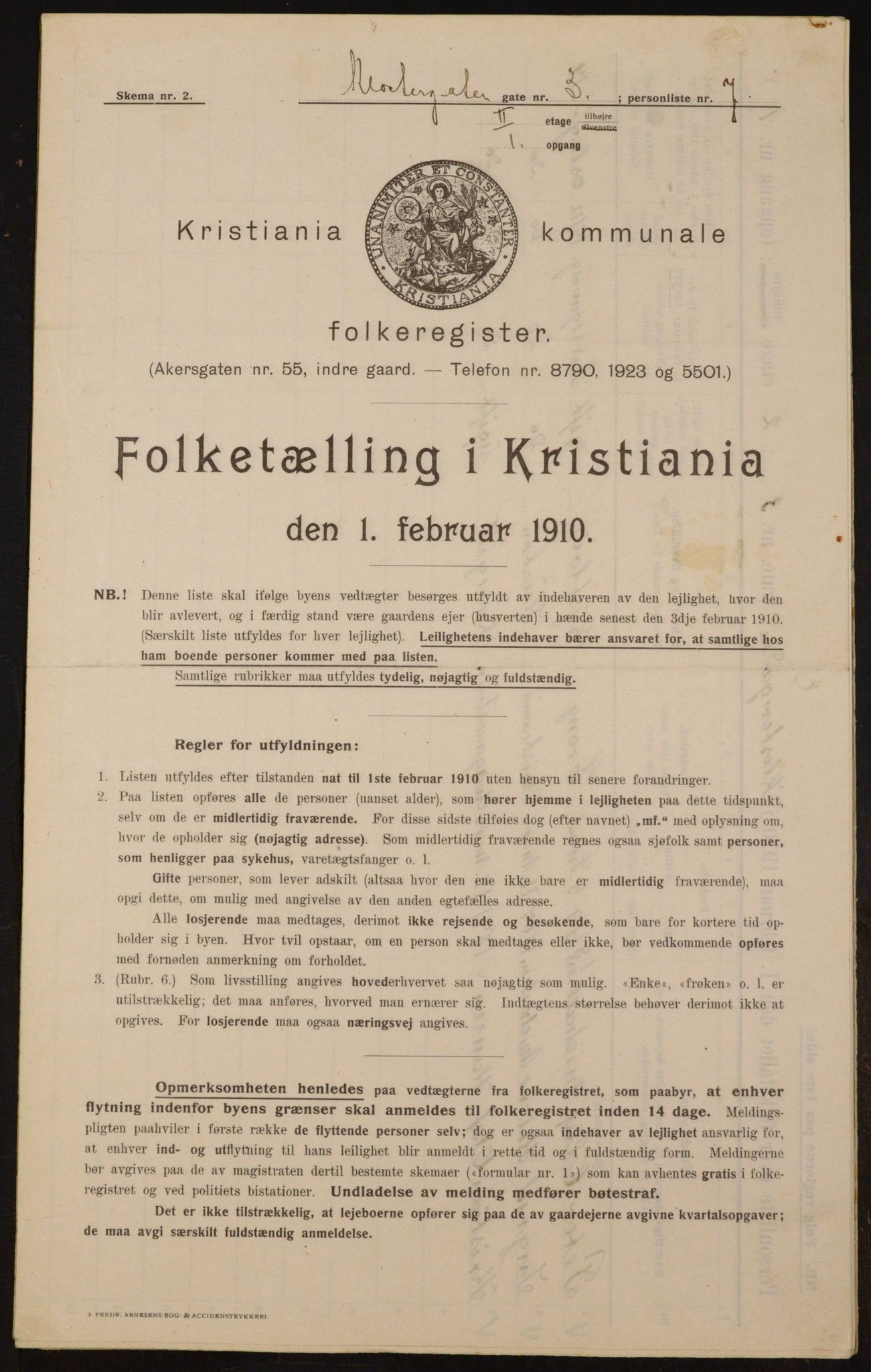 OBA, Municipal Census 1910 for Kristiania, 1910, p. 50633