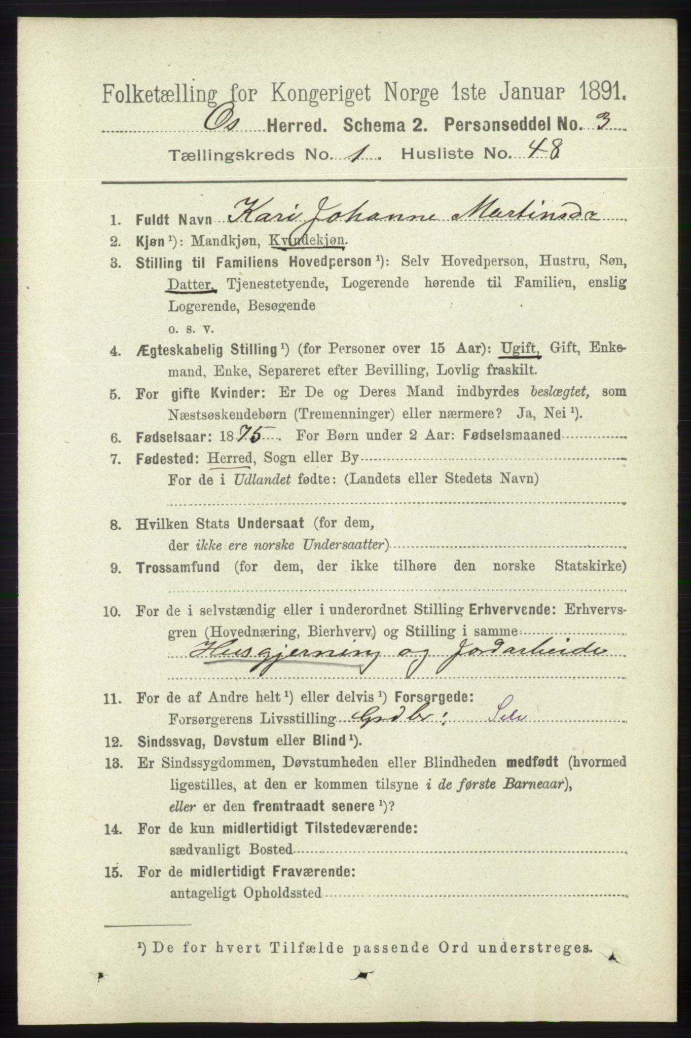 RA, 1891 census for 1243 Os, 1891, p. 347