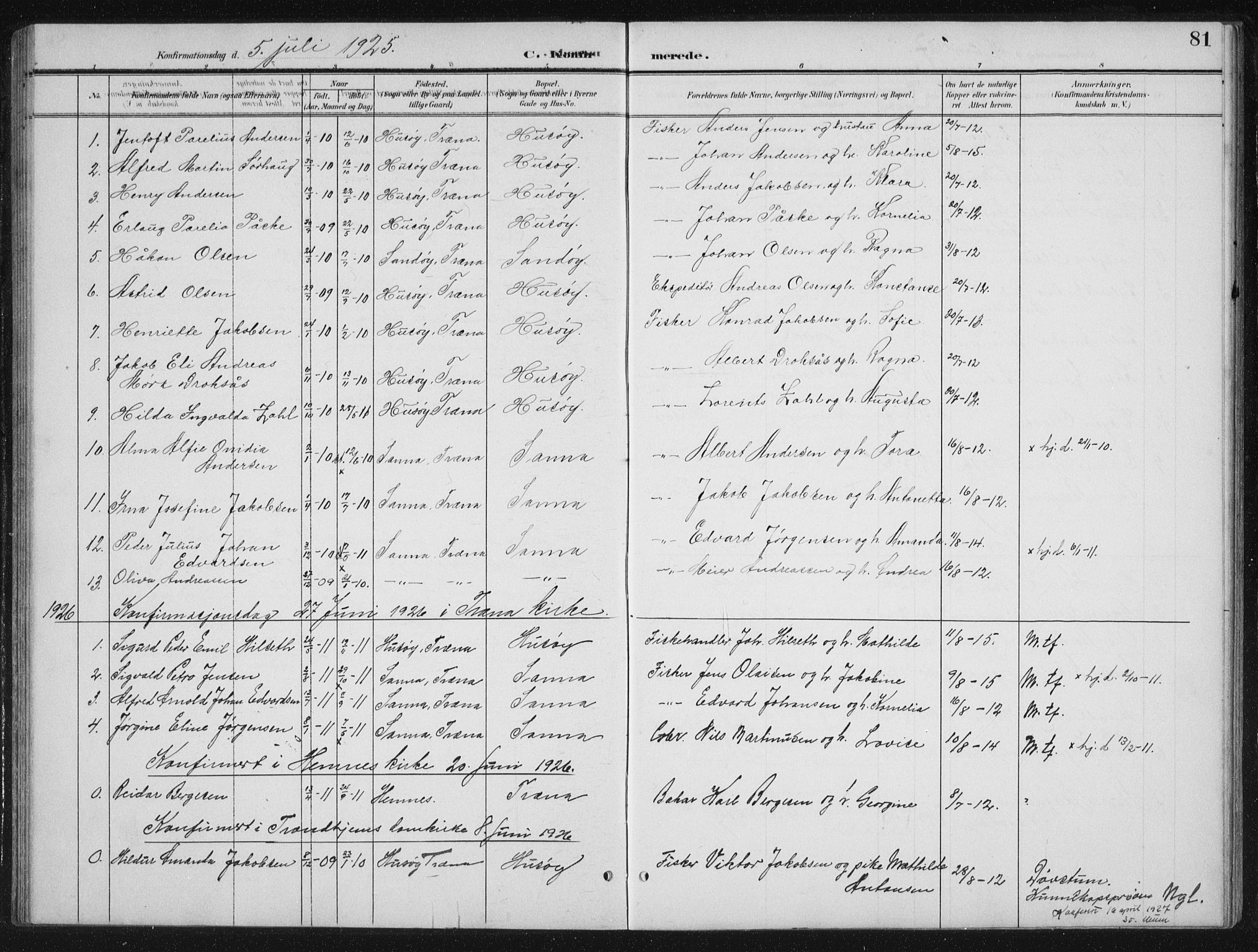 Ministerialprotokoller, klokkerbøker og fødselsregistre - Nordland, SAT/A-1459/840/L0583: Parish register (copy) no. 840C03, 1901-1933, p. 81