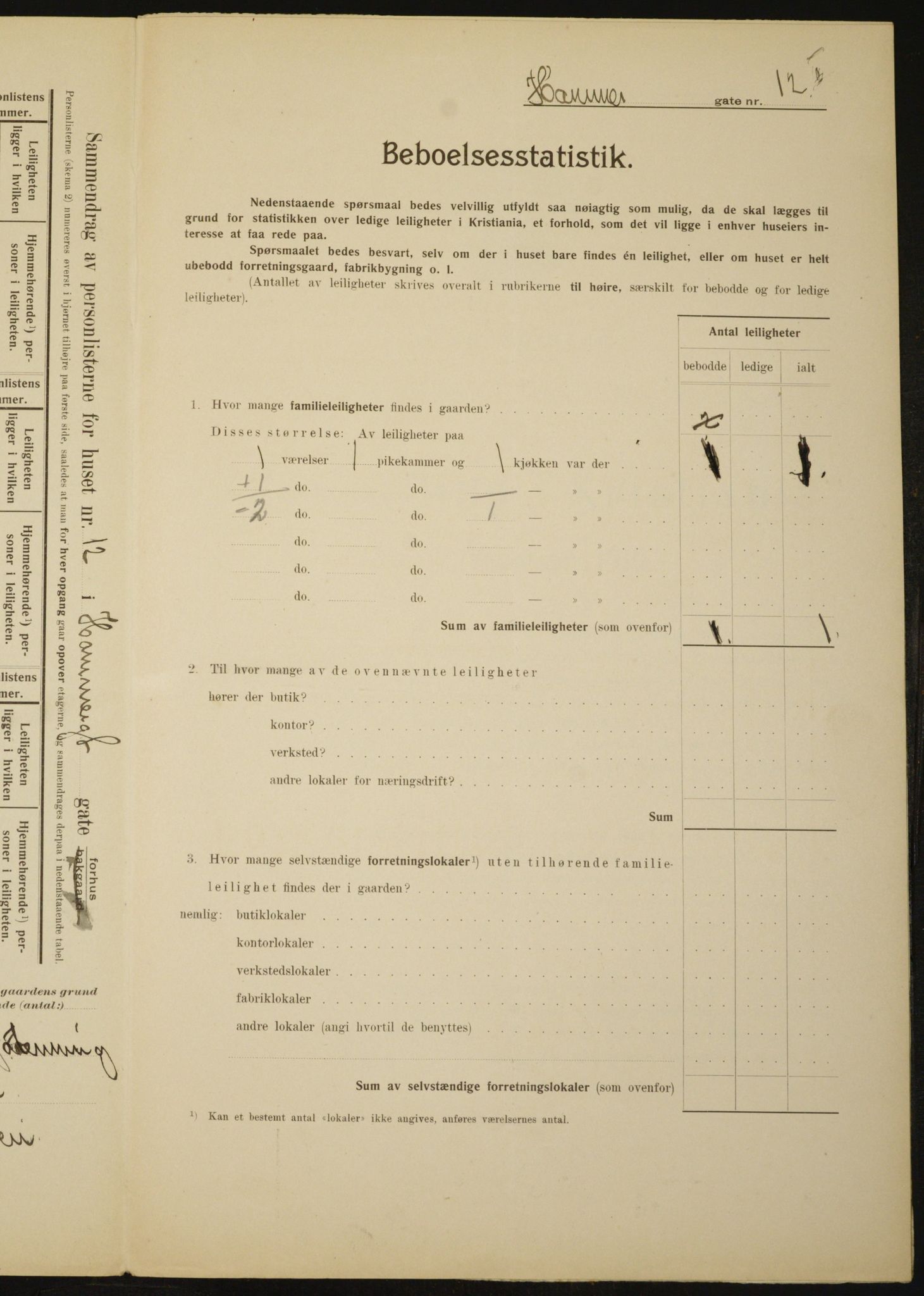 OBA, Municipal Census 1910 for Kristiania, 1910, p. 32222