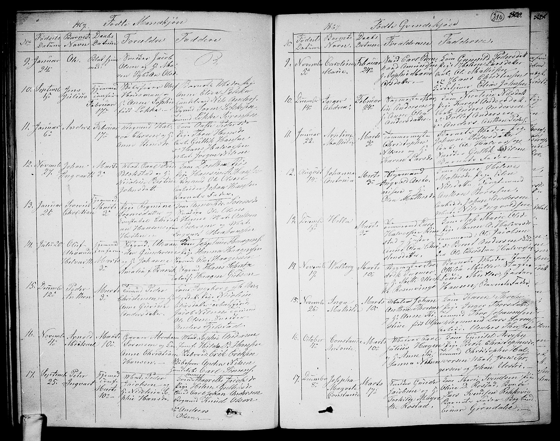 Larvik kirkebøker, SAKO/A-352/G/Ga/L0003a: Parish register (copy) no. I 3A, 1830-1870, p. 310