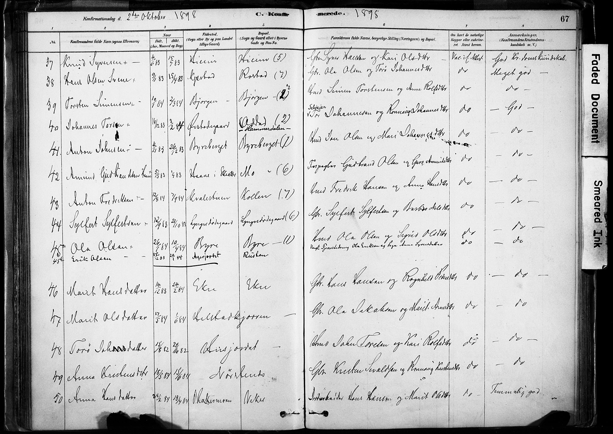 Lom prestekontor, AV/SAH-PREST-070/K/L0009: Parish register (official) no. 9, 1878-1907, p. 67