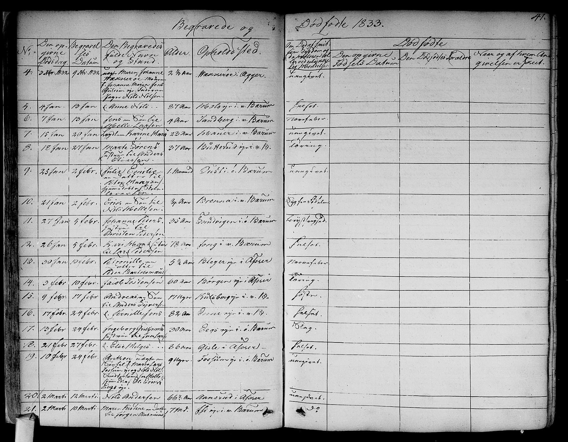 Asker prestekontor Kirkebøker, SAO/A-10256a/F/Fa/L0011: Parish register (official) no. I 11, 1825-1878, p. 41