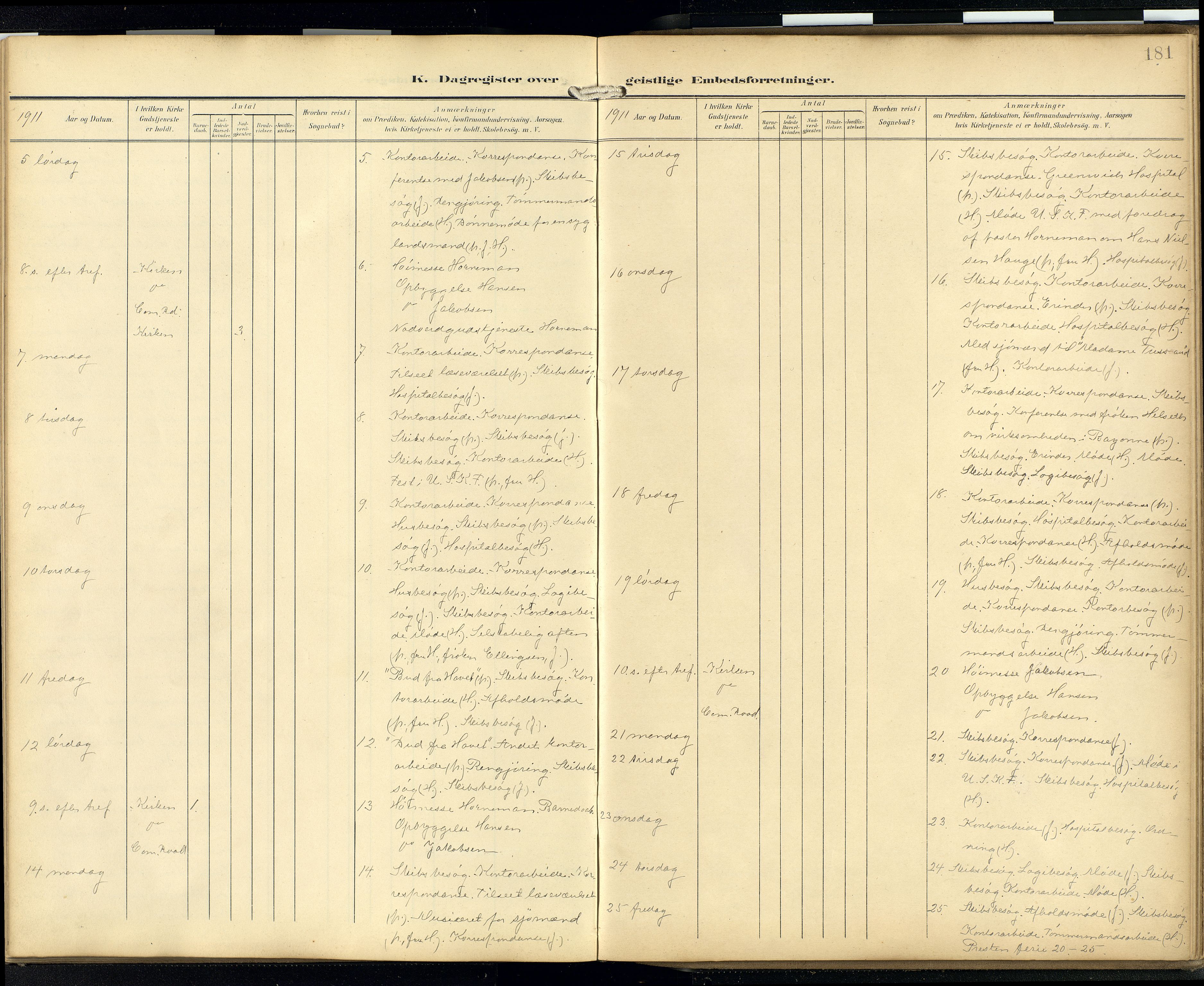 Den norske sjømannsmisjon i utlandet/London m/bistasjoner, AV/SAB-SAB/PA-0103/H/Ha/L0003: Parish register (official) no. A 3, 1903-1934, p. 180b-181a