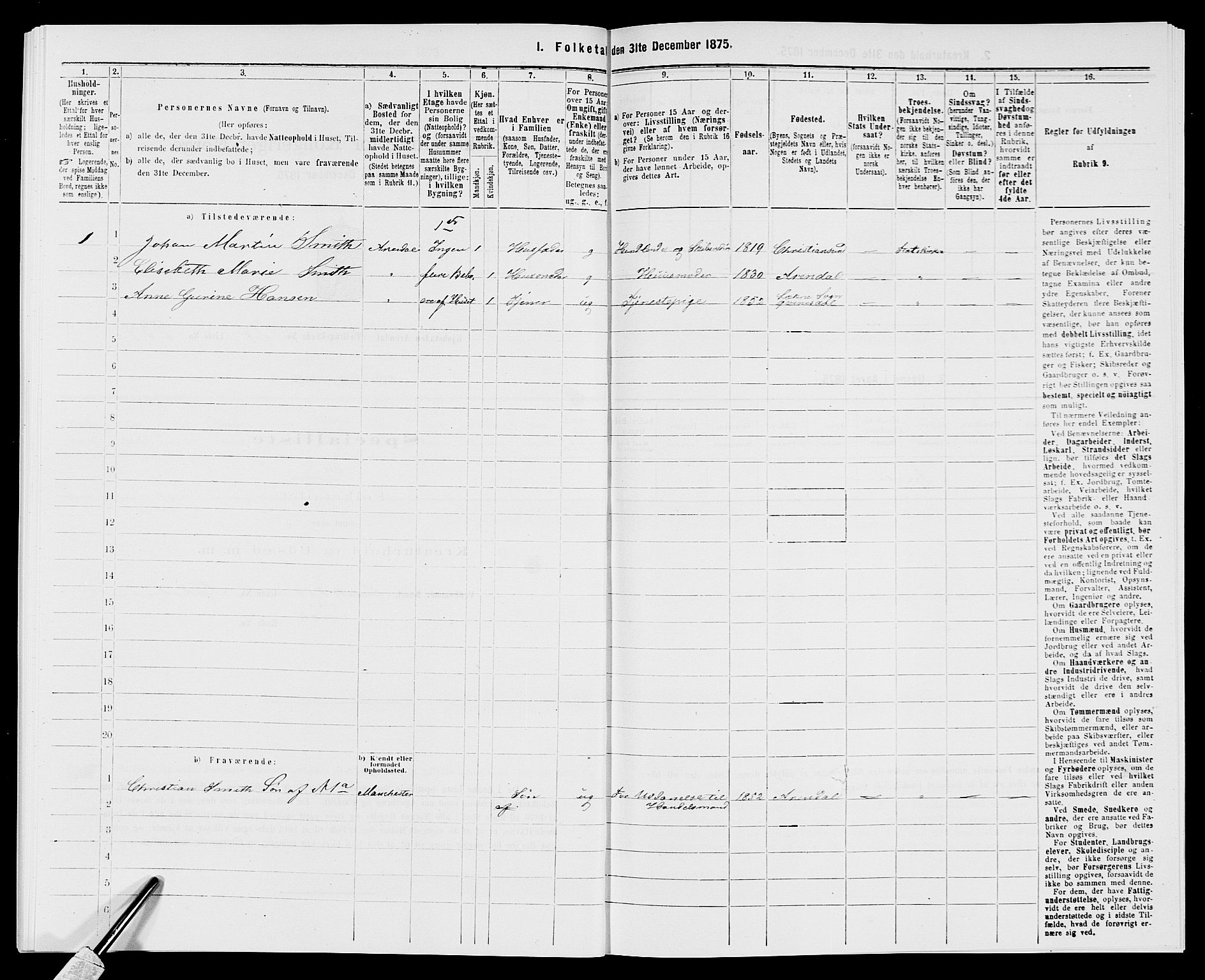 SAK, 1875 census for 0903P Arendal, 1875, p. 773