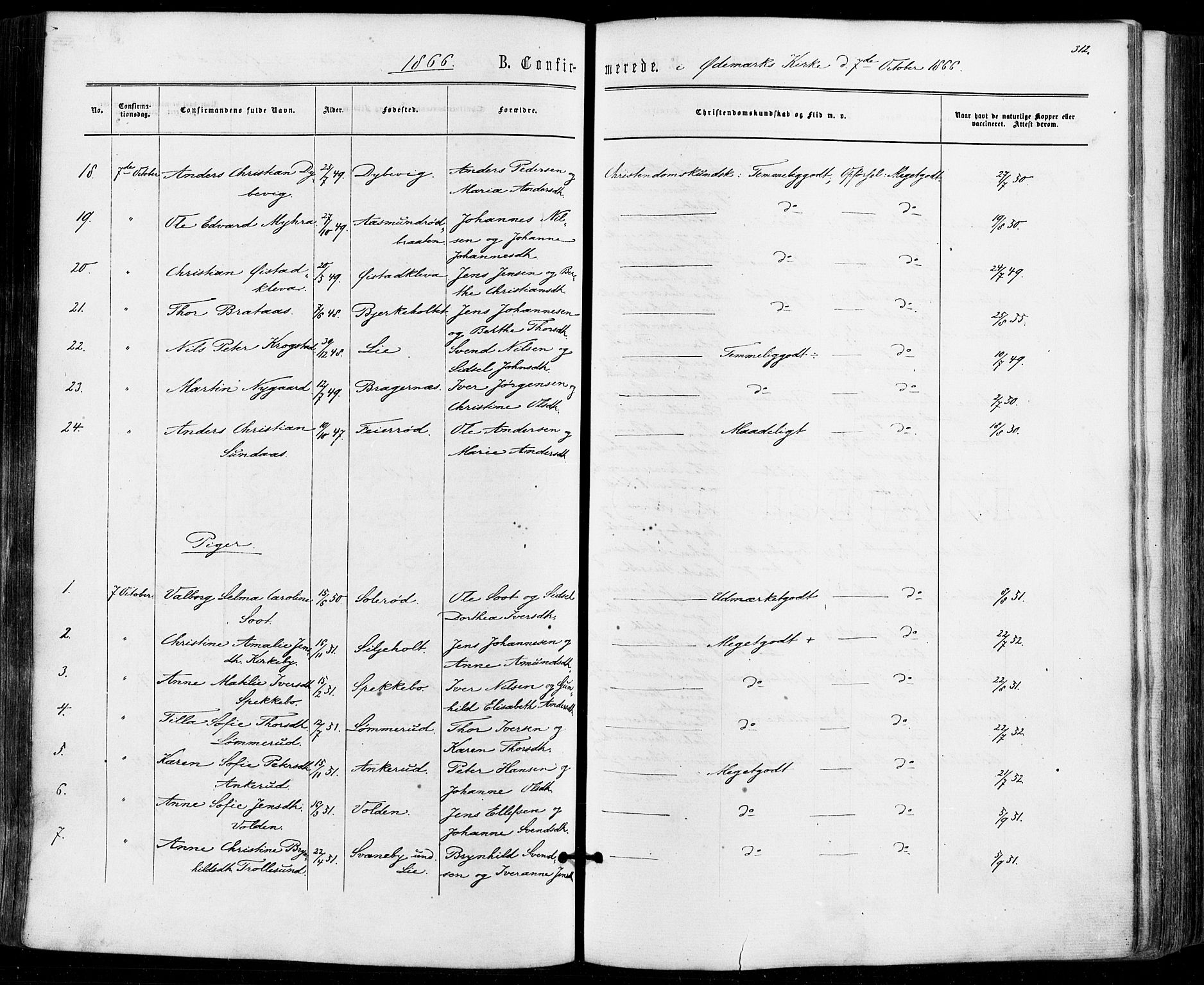 Aremark prestekontor Kirkebøker, SAO/A-10899/F/Fc/L0004: Parish register (official) no. III 4, 1866-1877, p. 311-312